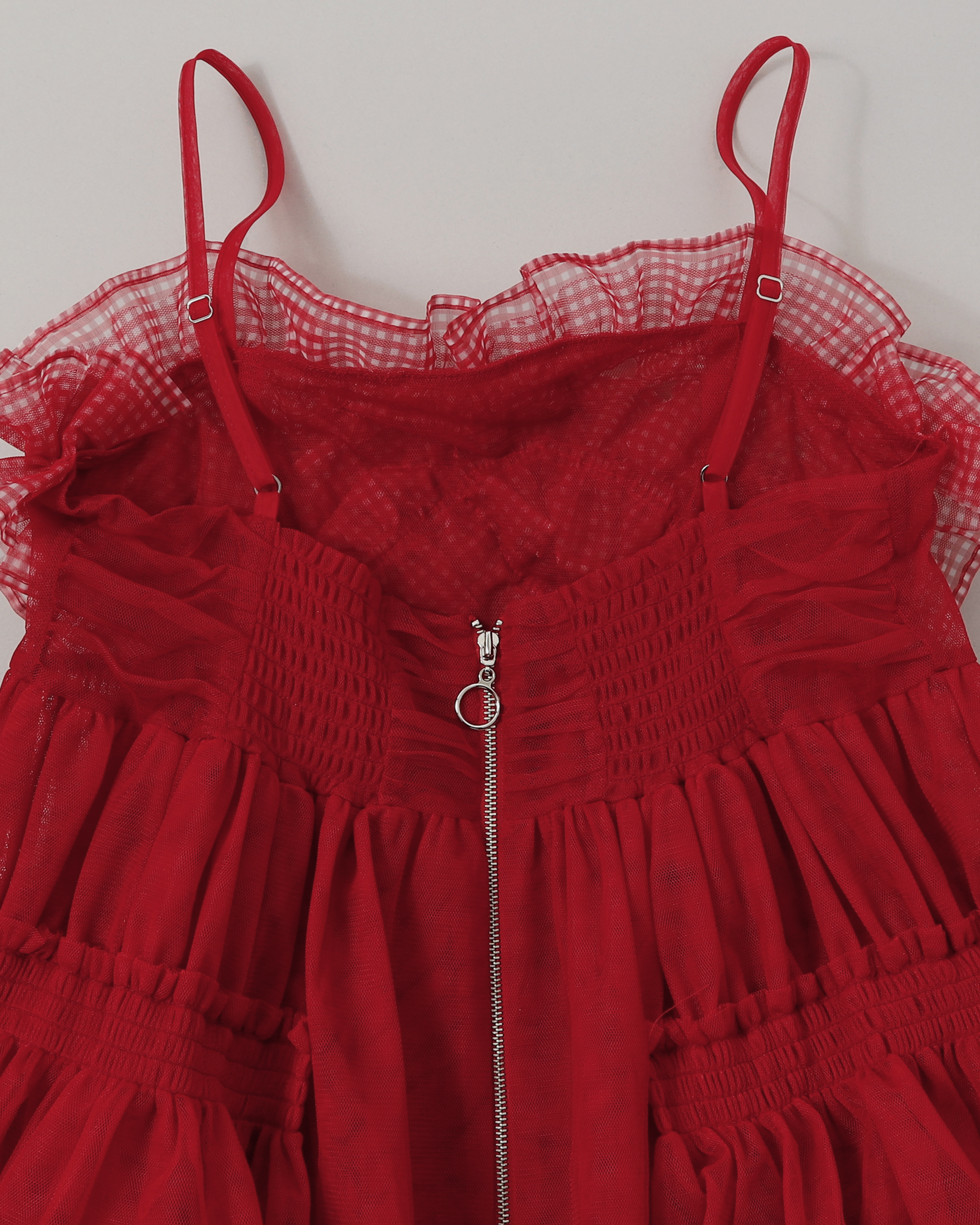 Gather frill tulle dress