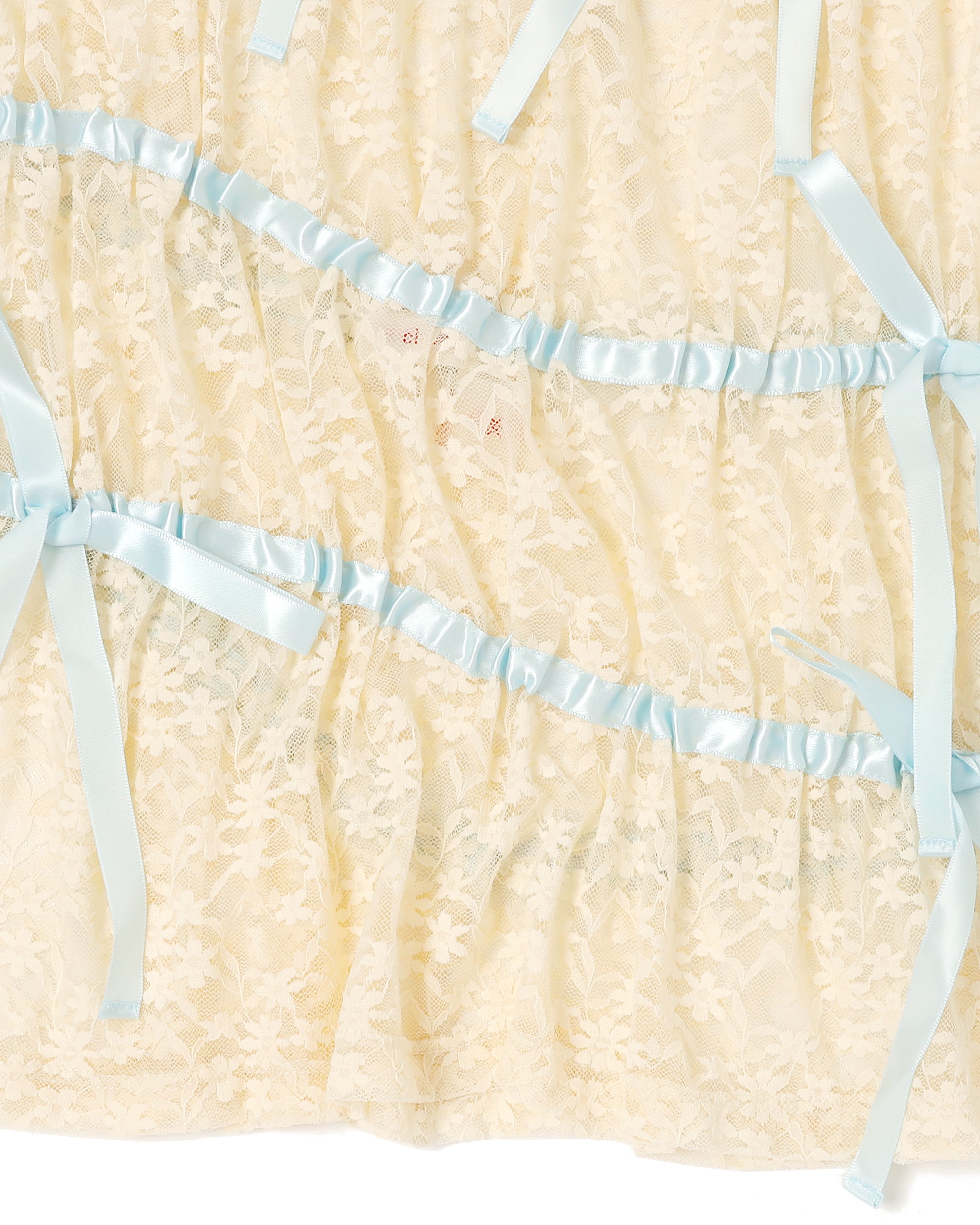 <b>yuhan wang</b><br>ribbon ruched lace skirt / Cream