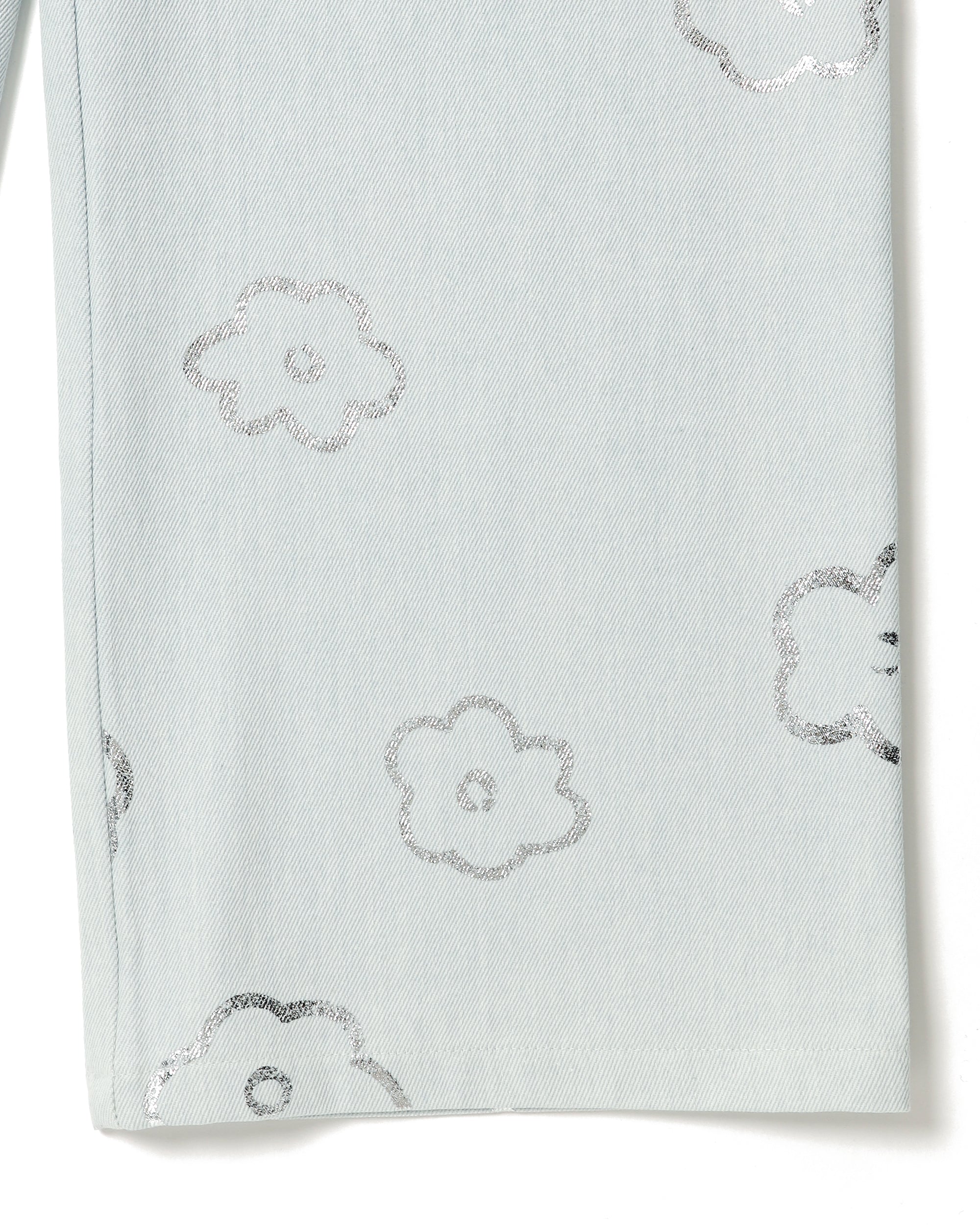 SILVER FLOWER DENIM PANTS(LIGHT BLUE)