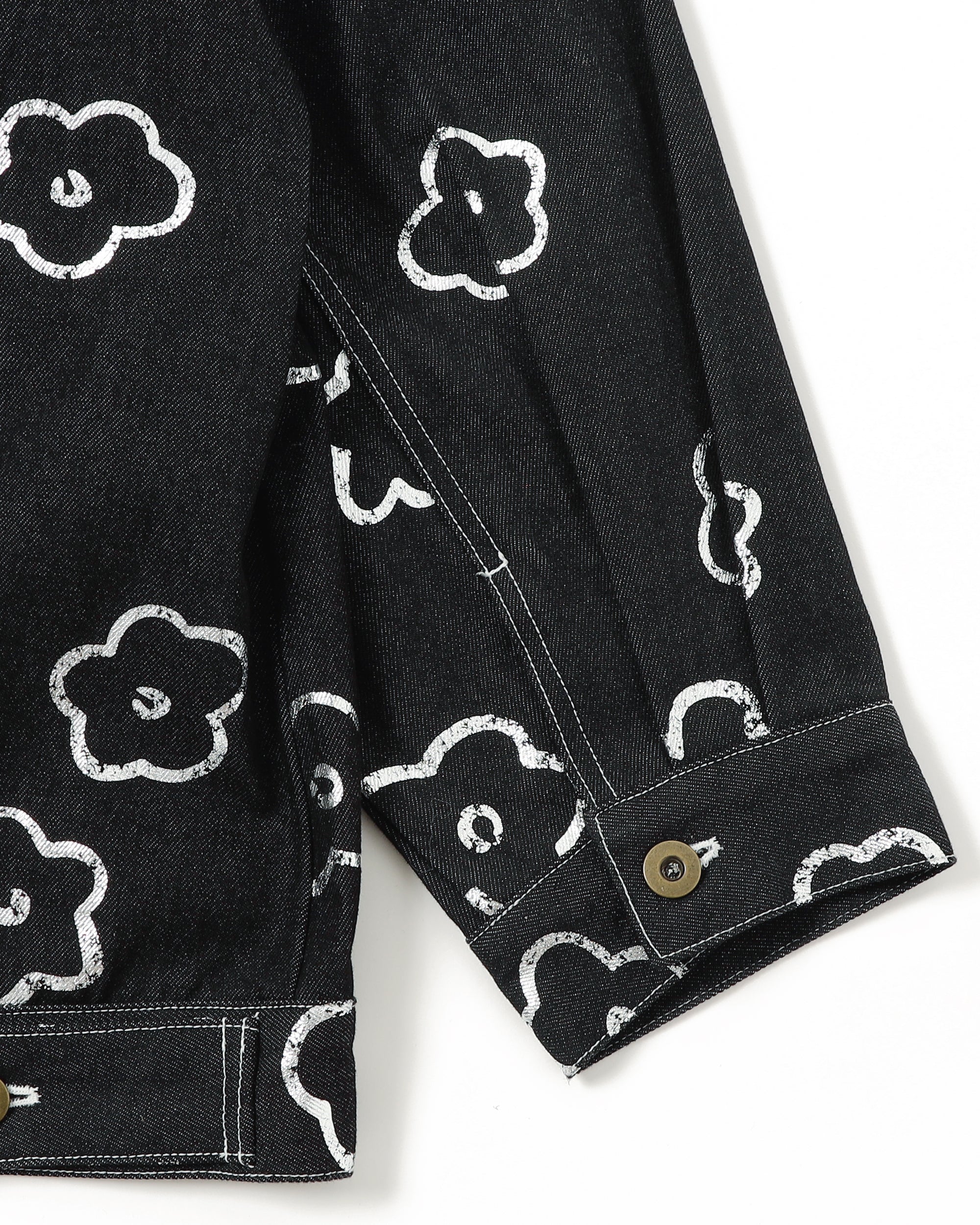 Silver flower denim jacket