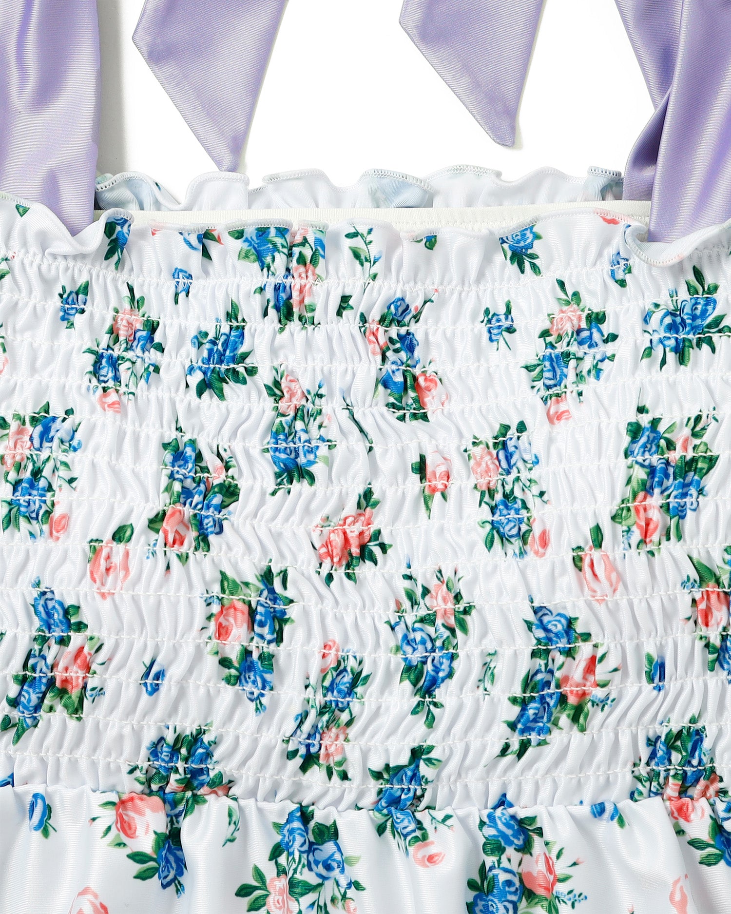 Shoulder ribbon shirring bikini