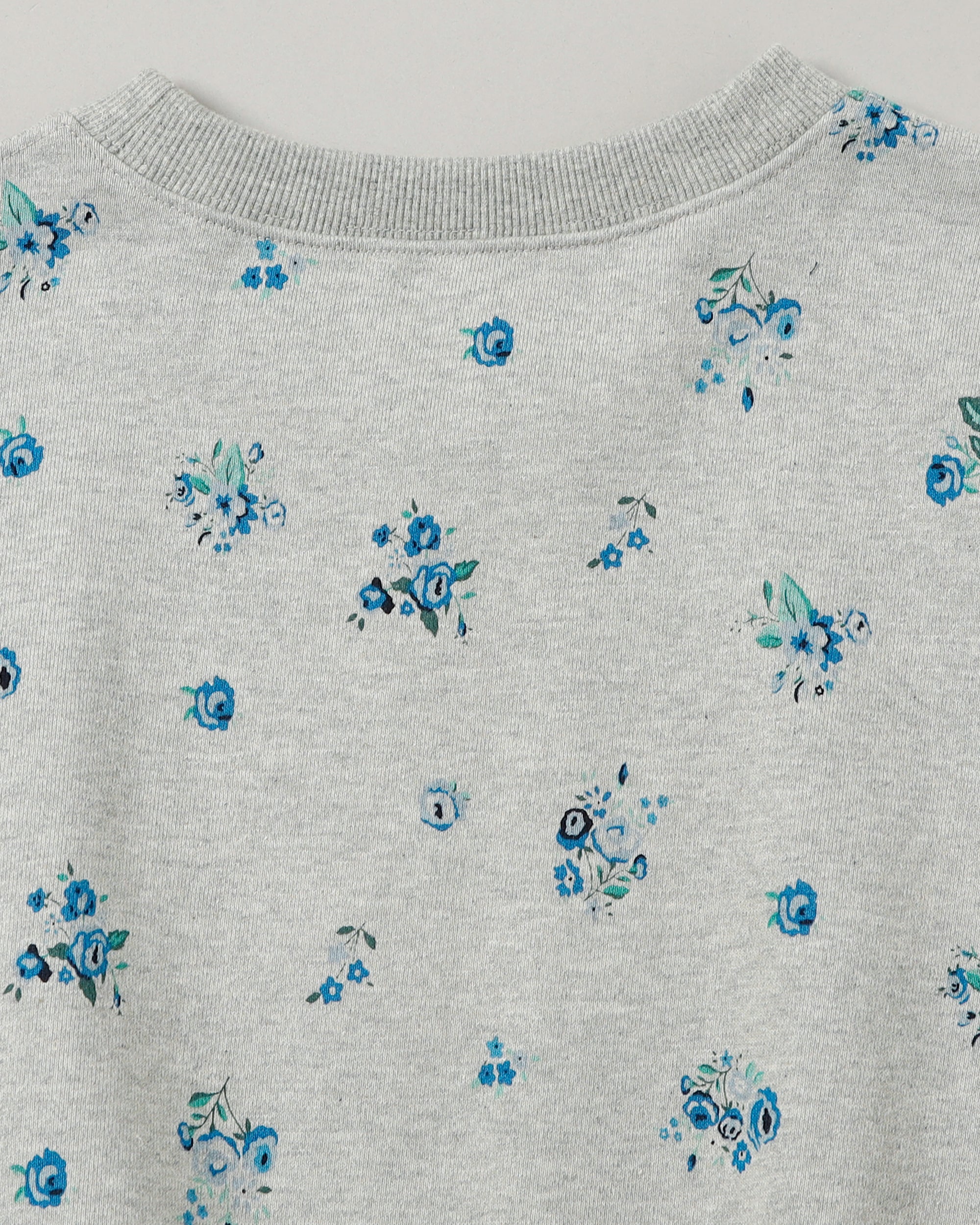 Blue flower print logo sweatshirt