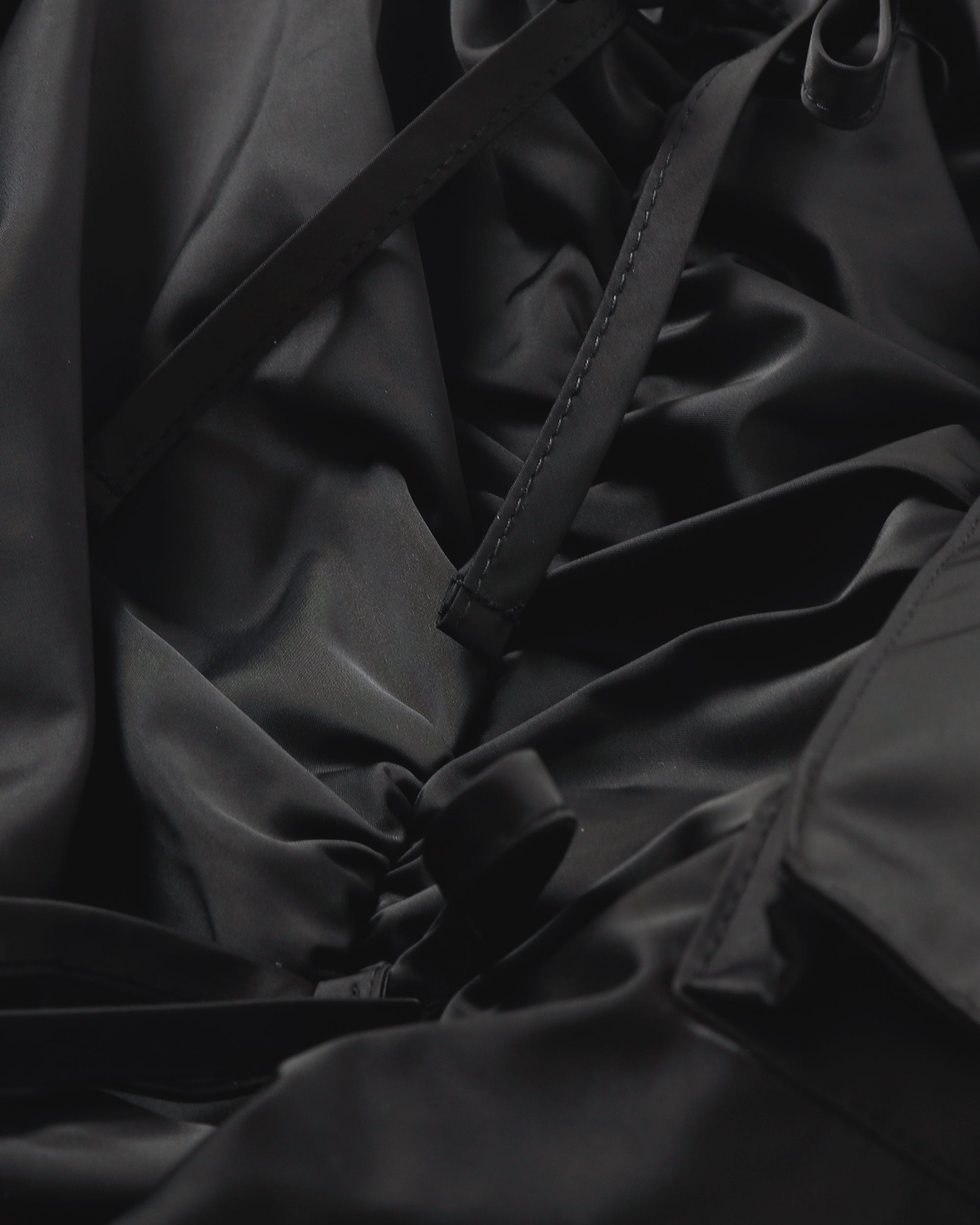 Gather ribbon cargo pants (black)