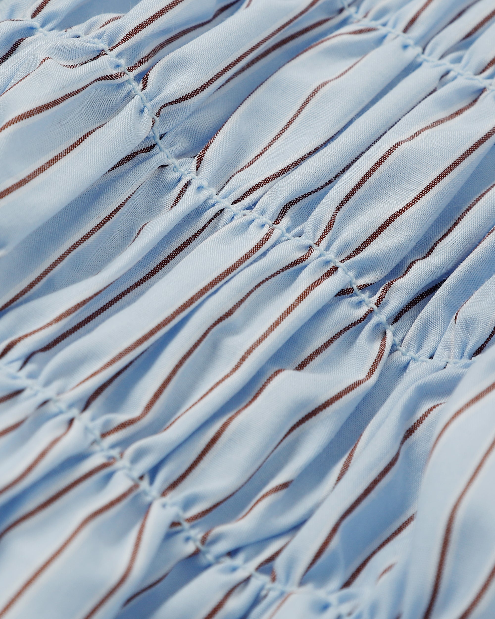 Shirring hoodie shirt (white / blue stripe)