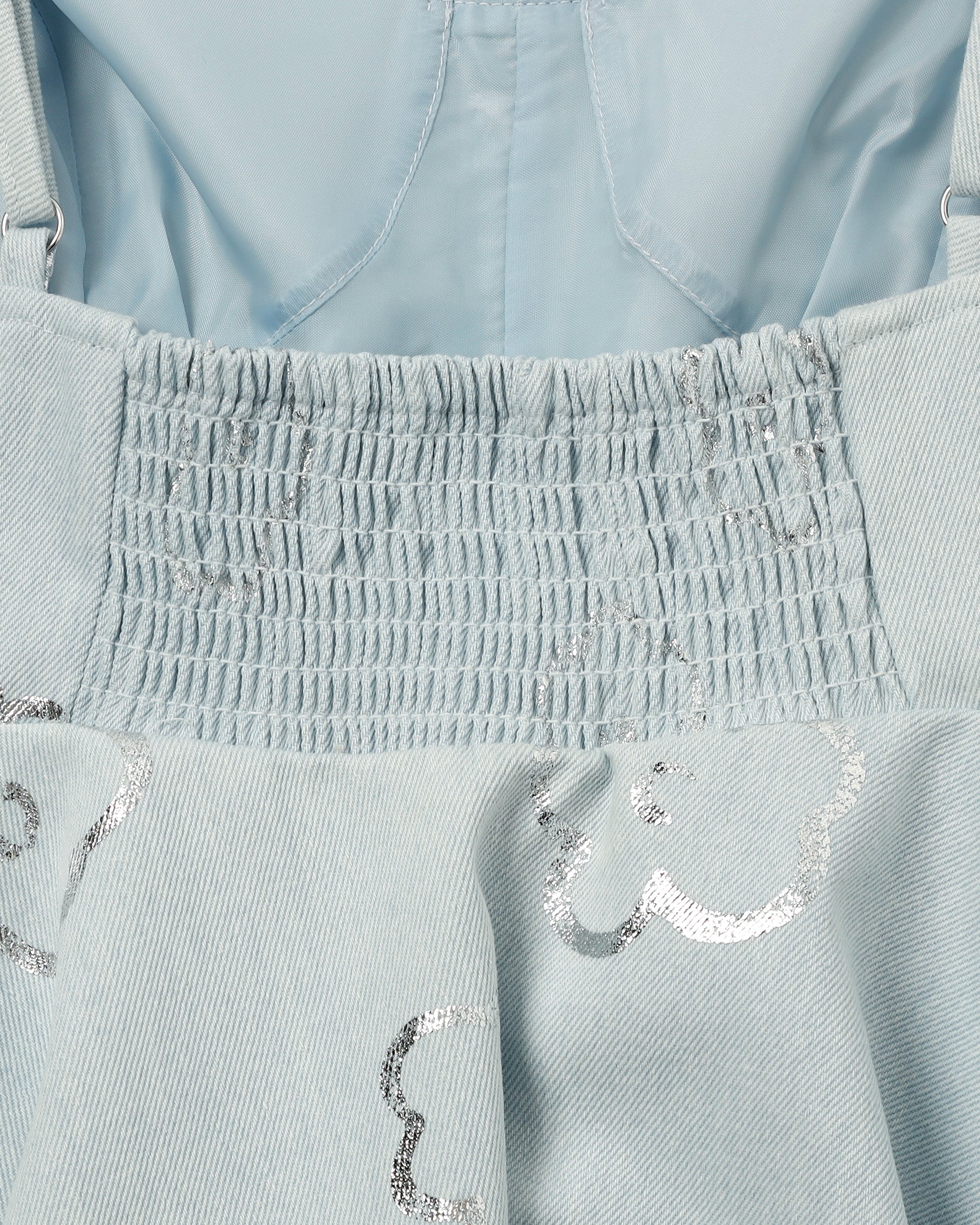 SILVER FLOWER DENIM TUNIC(LIGHT BLUE)