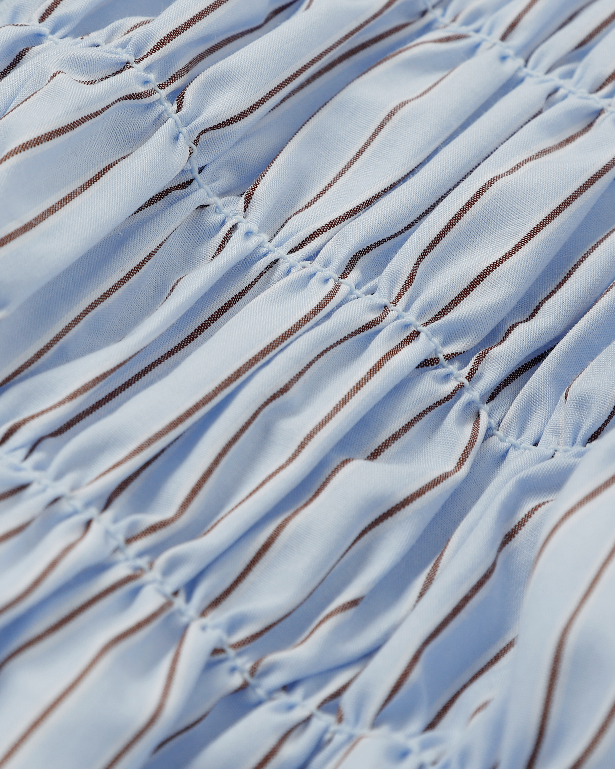 Shirring hoodie shirt (white / blue stripe)