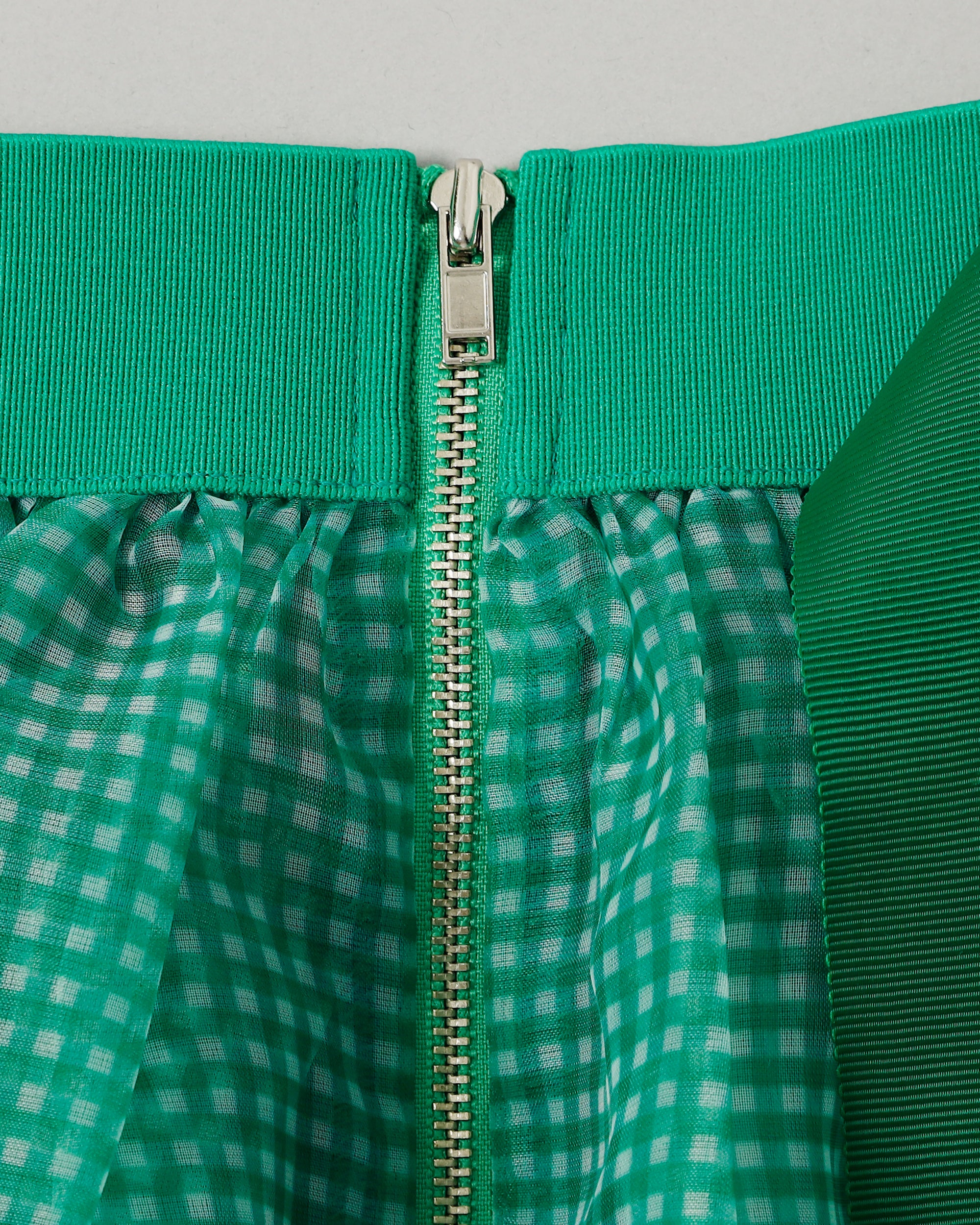 Gingham organza tuck skirt (green)