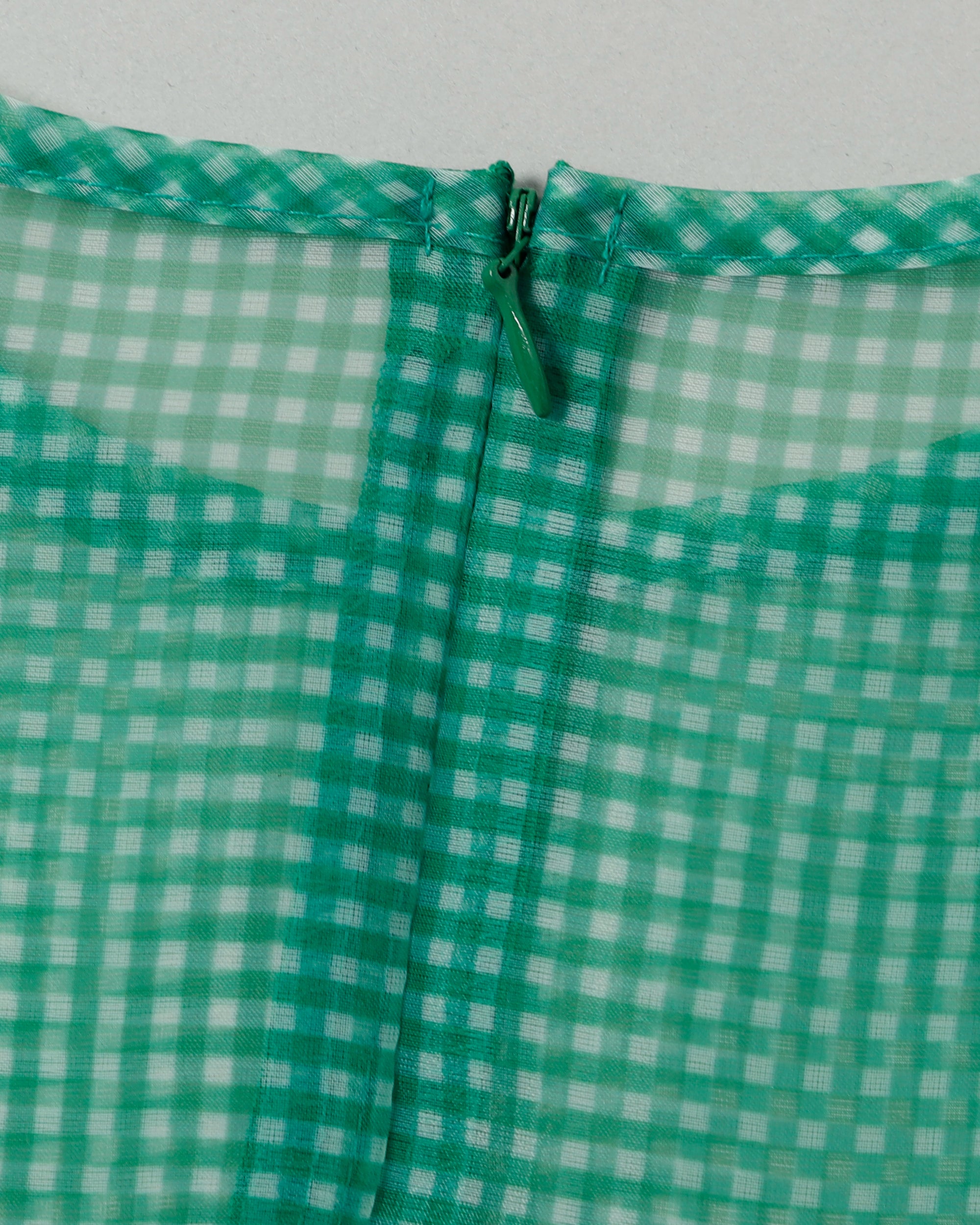 Gingham organza shirred tunic (green)