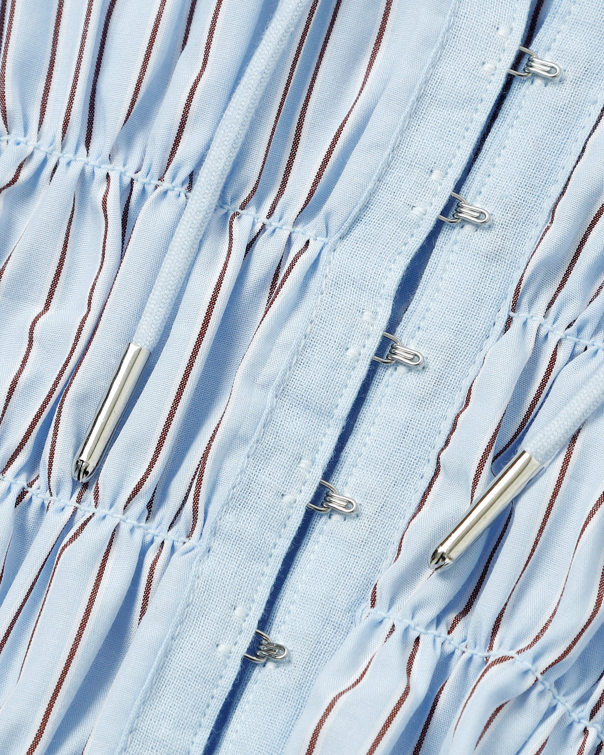 Shirring hoodie shirt (white / blue stripe)