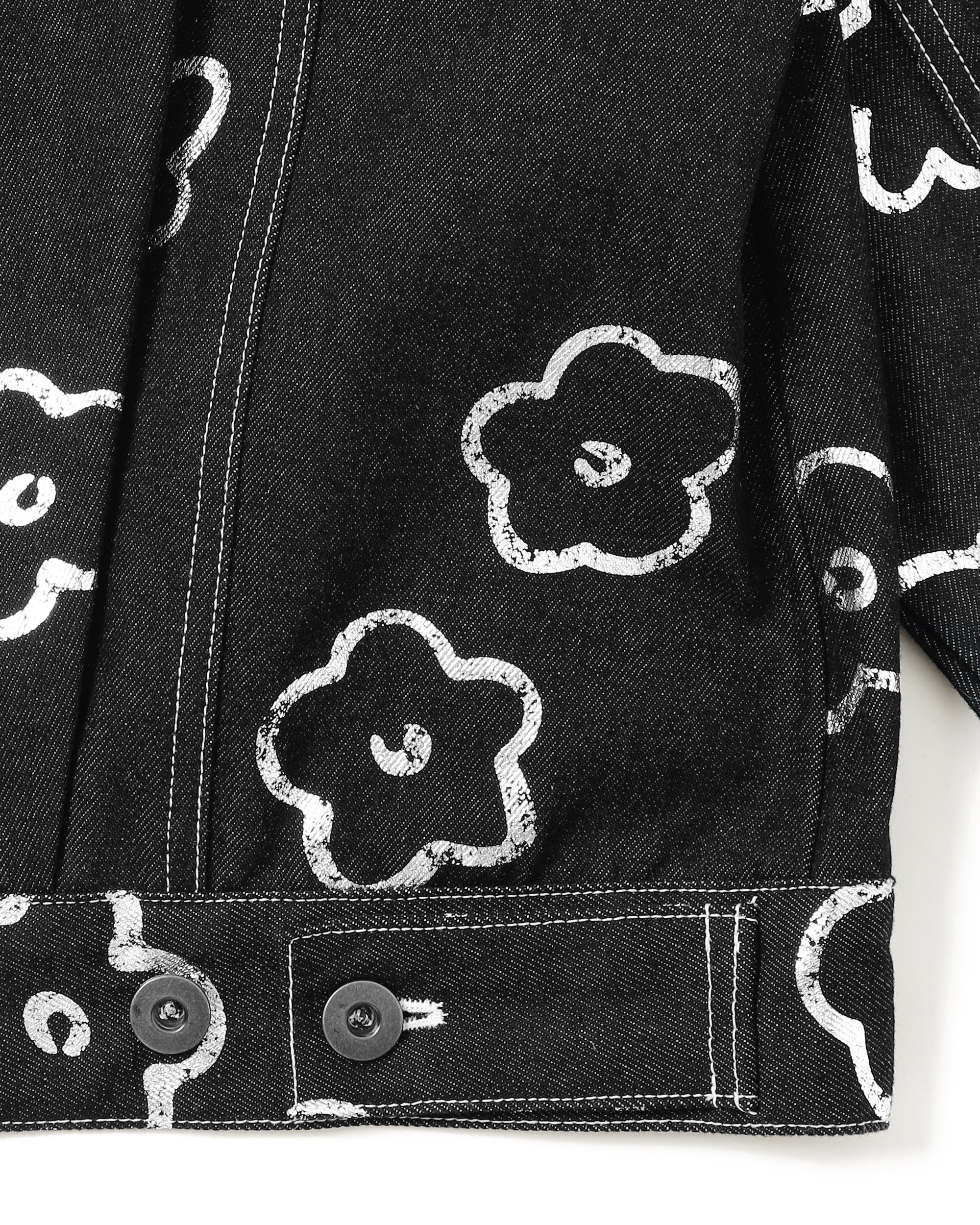 Silver flower denim jacket