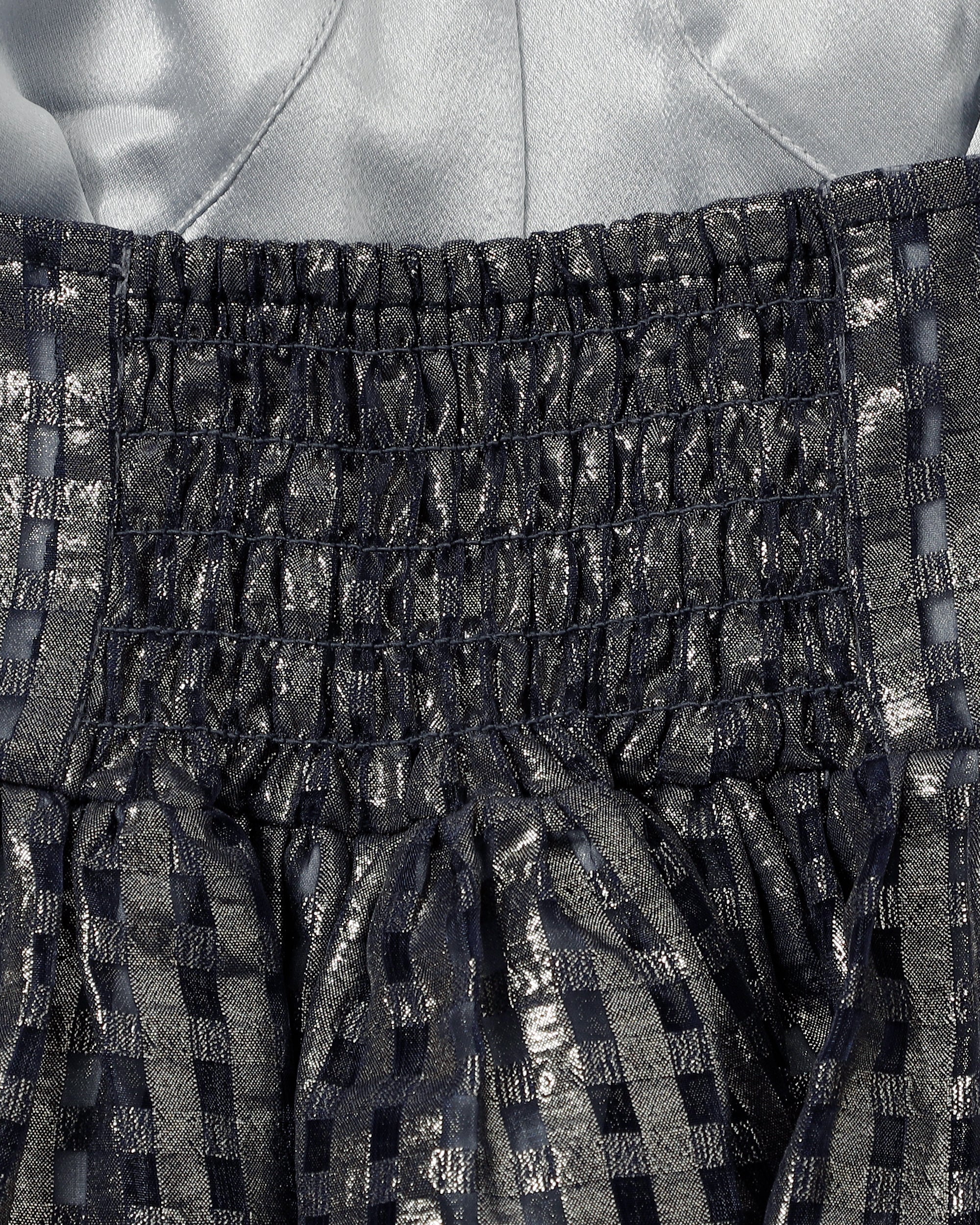 Metallic gingham balloon tunic