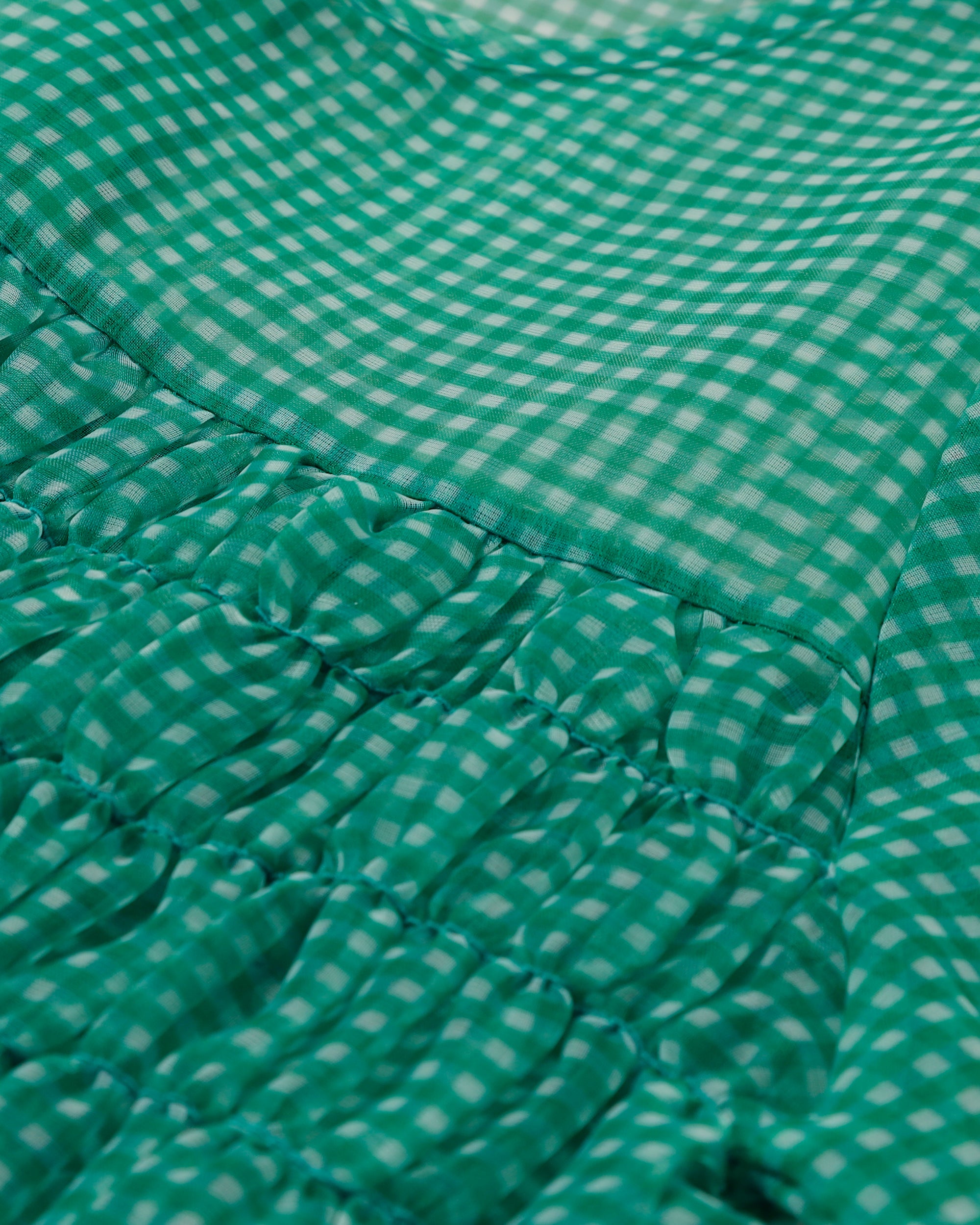 Gingham organza shirred tunic (green)