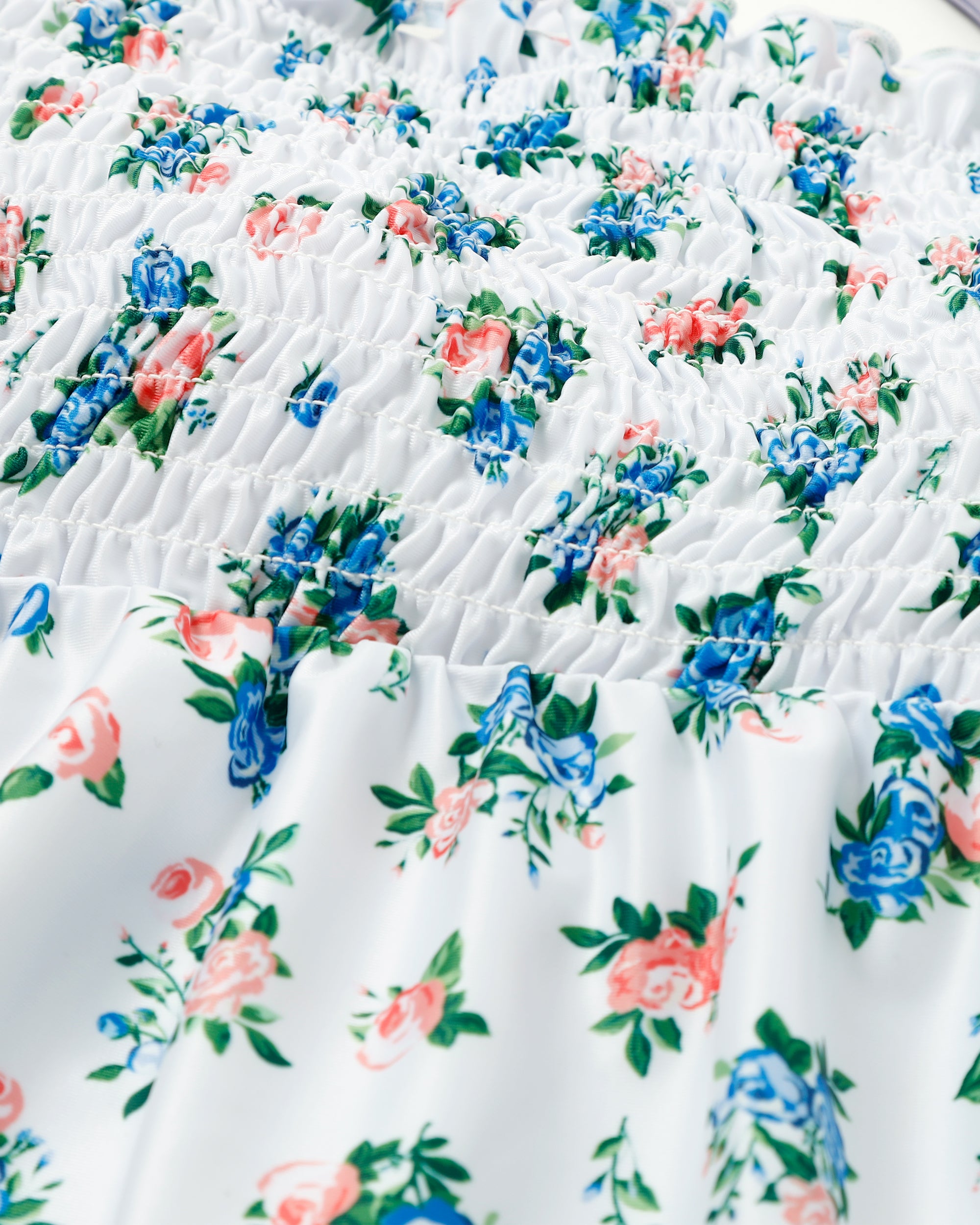 Shoulder ribbon shirring bikini