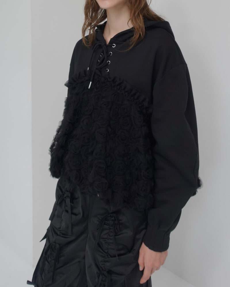 Tulle docking hoodie(black)