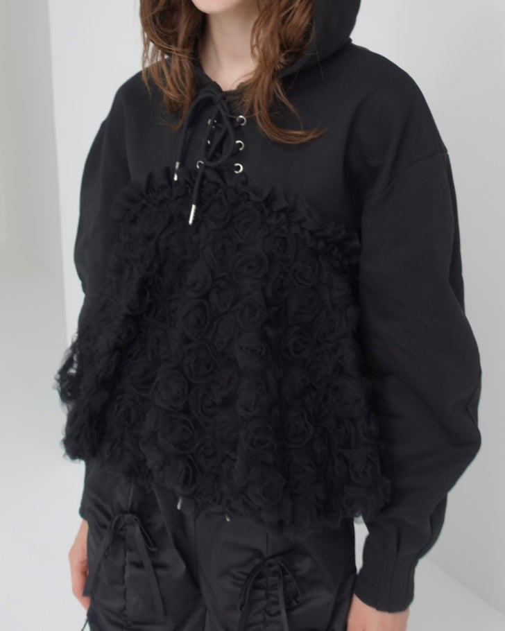 Tulle docking hoodie(black)