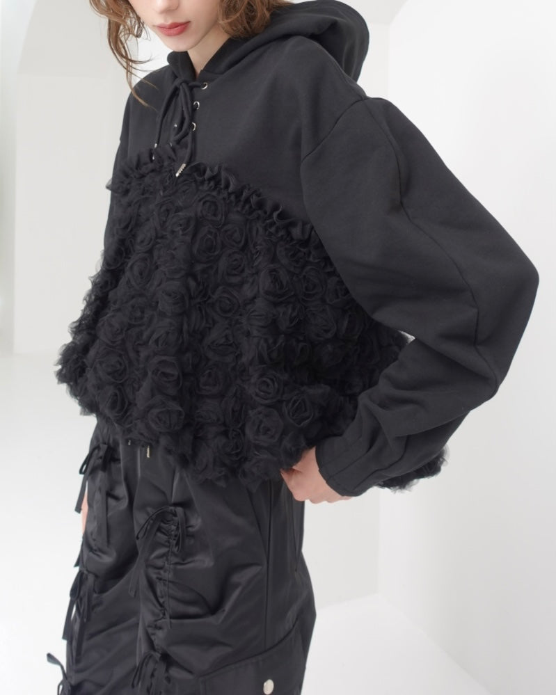 Tulle docking hoodie(black)