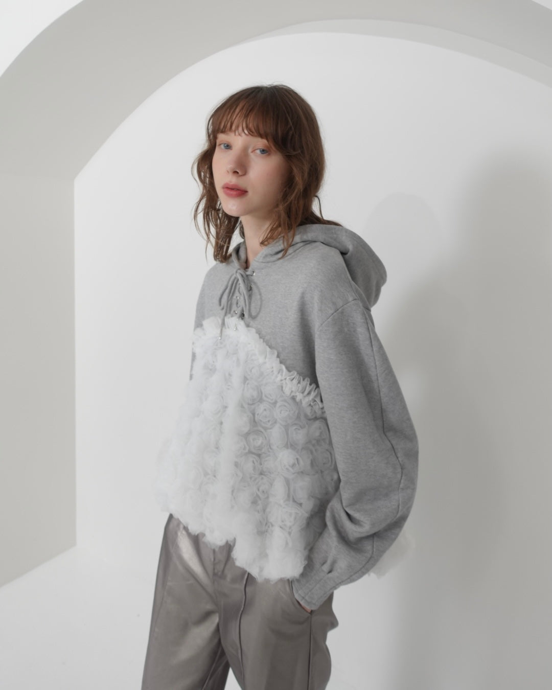 tulle docking hoodie(gray)
