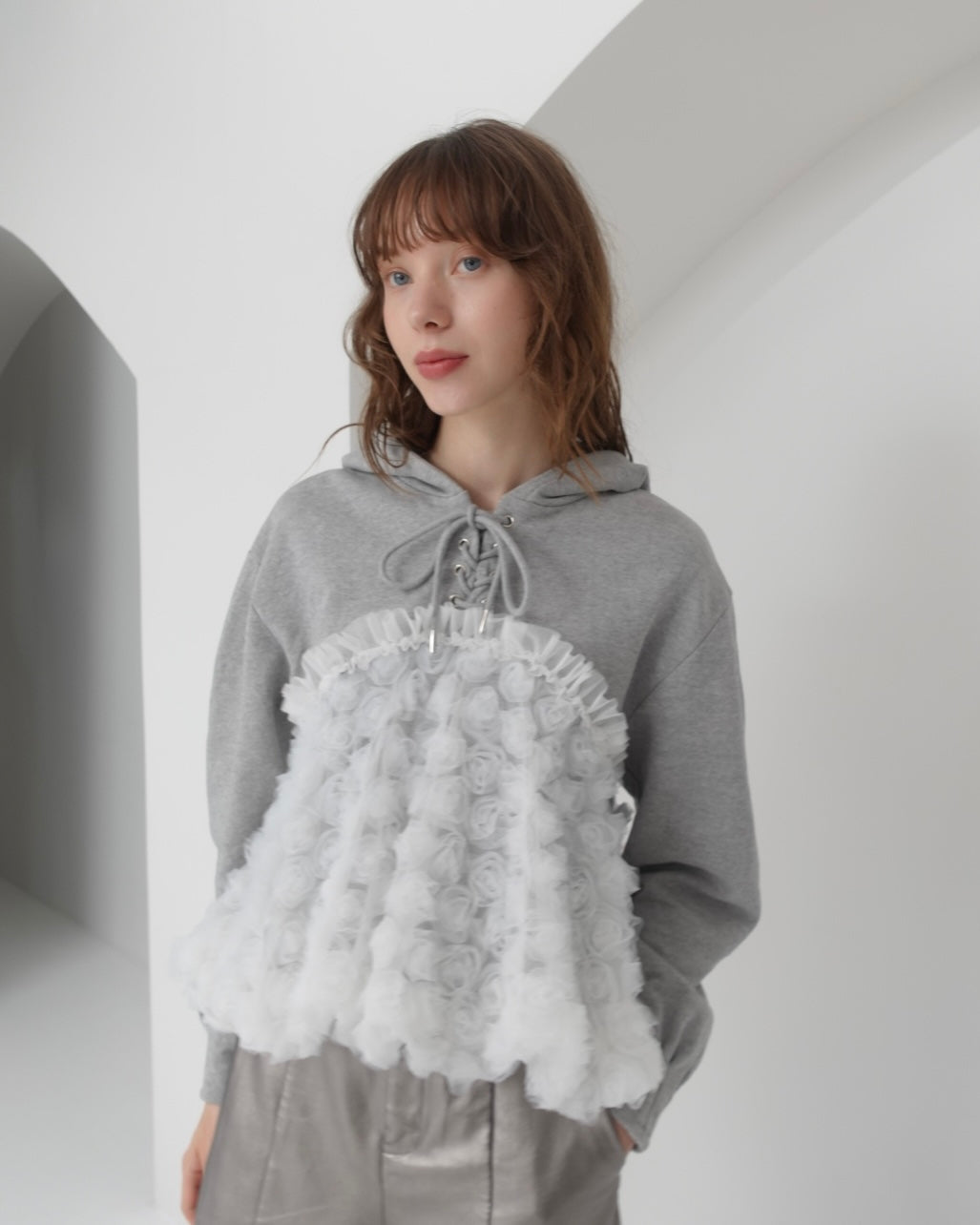 tulle docking hoodie(gray)