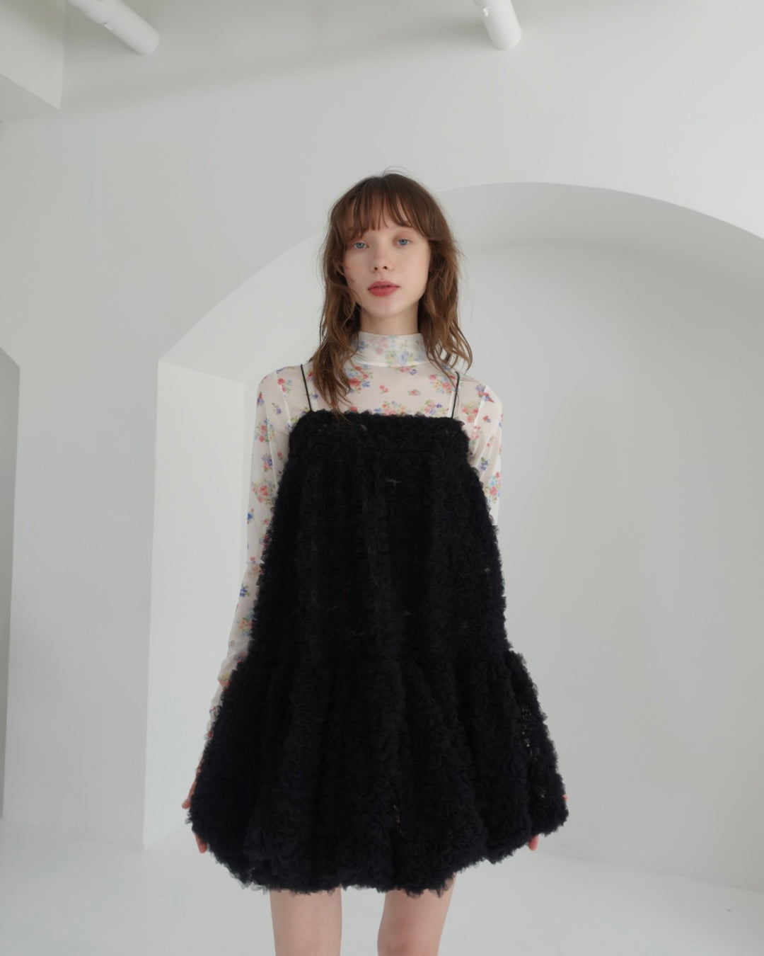 Tulle balloon tunic (black)