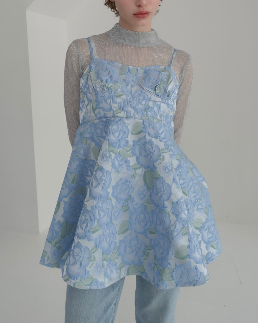 jacquard flare cami tunic (blue flower)