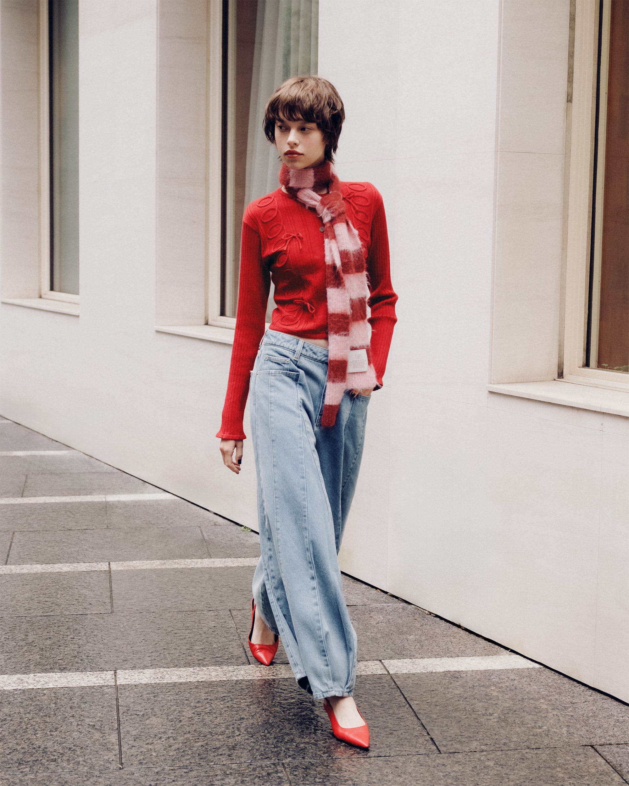 Kurukuru ribbon knit cardigan