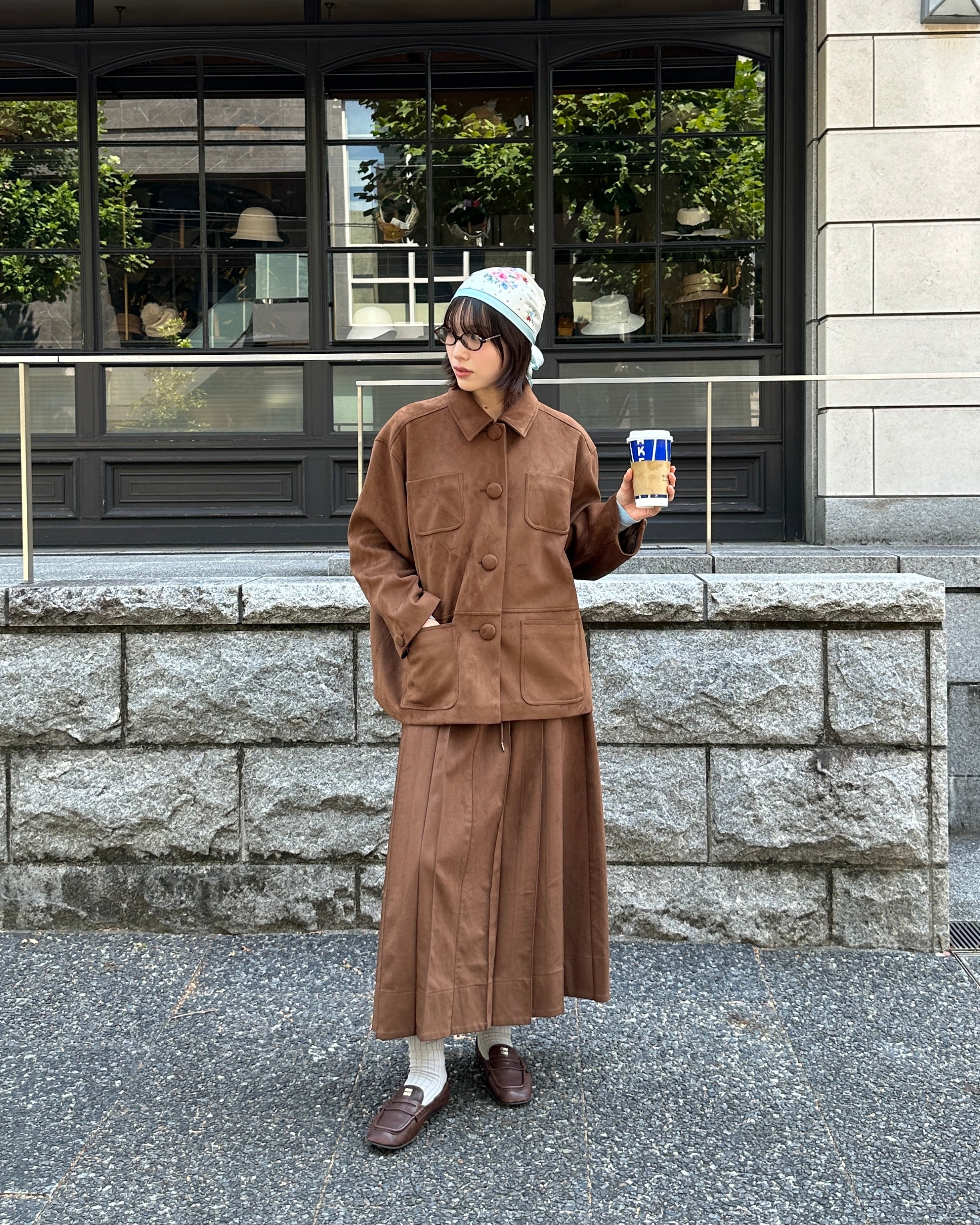 Suede-like cocoon jacket