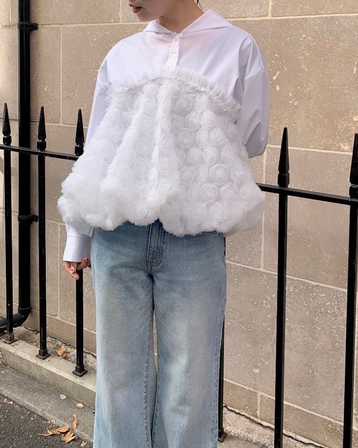 Tulle balloon hoodie shirt
