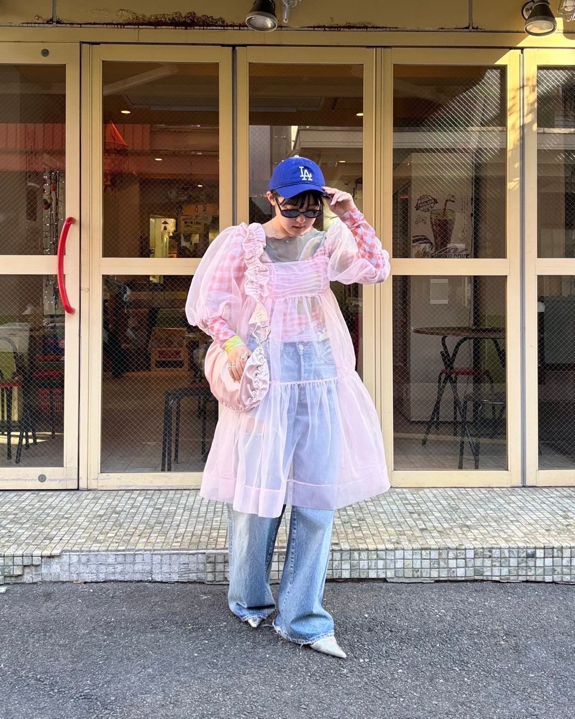 Organdy flare mini dress