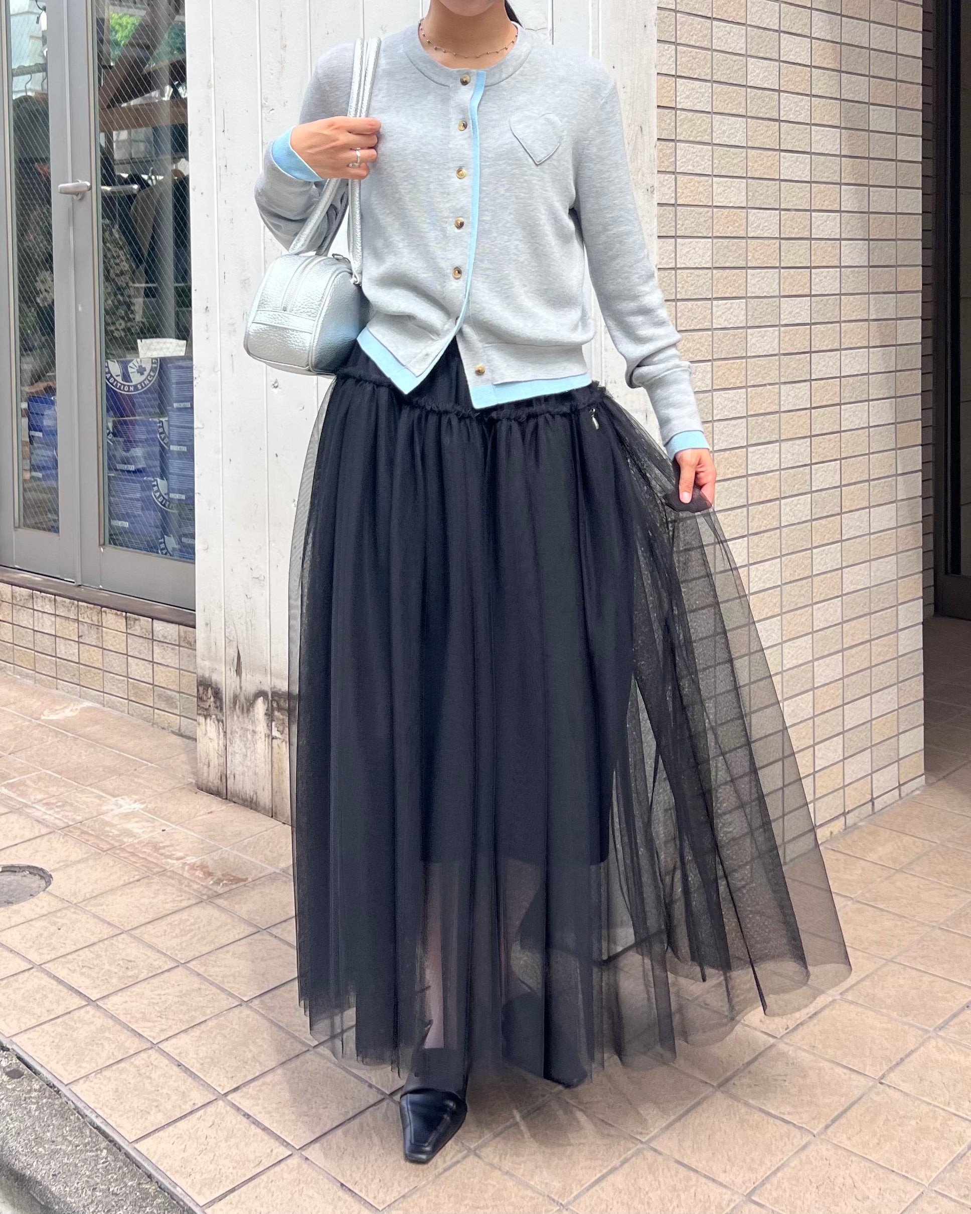 Layered design heart cardigan