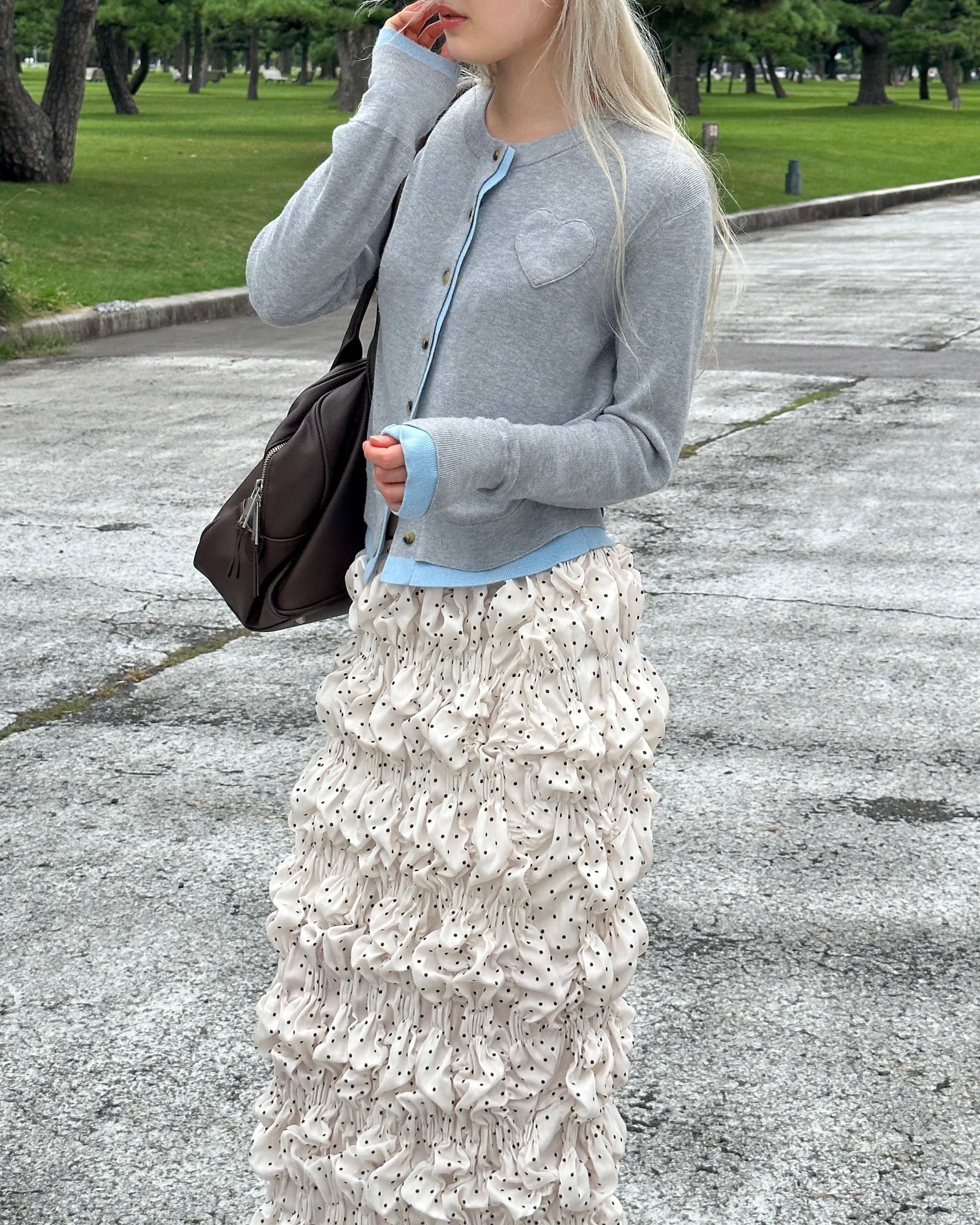 Layered design heart cardigan