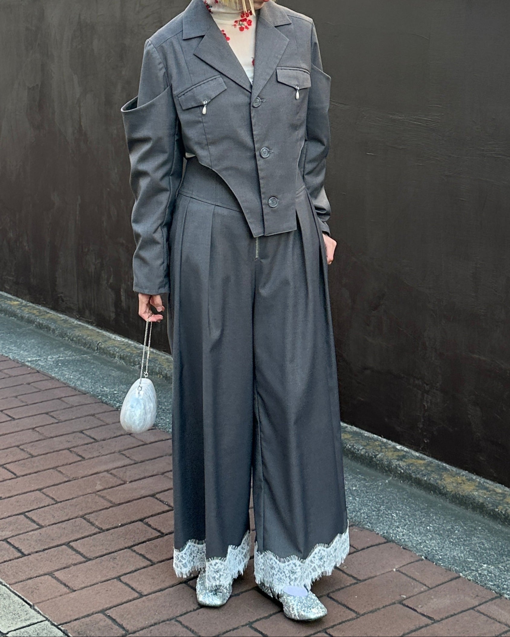 Corset wide pants (gray)