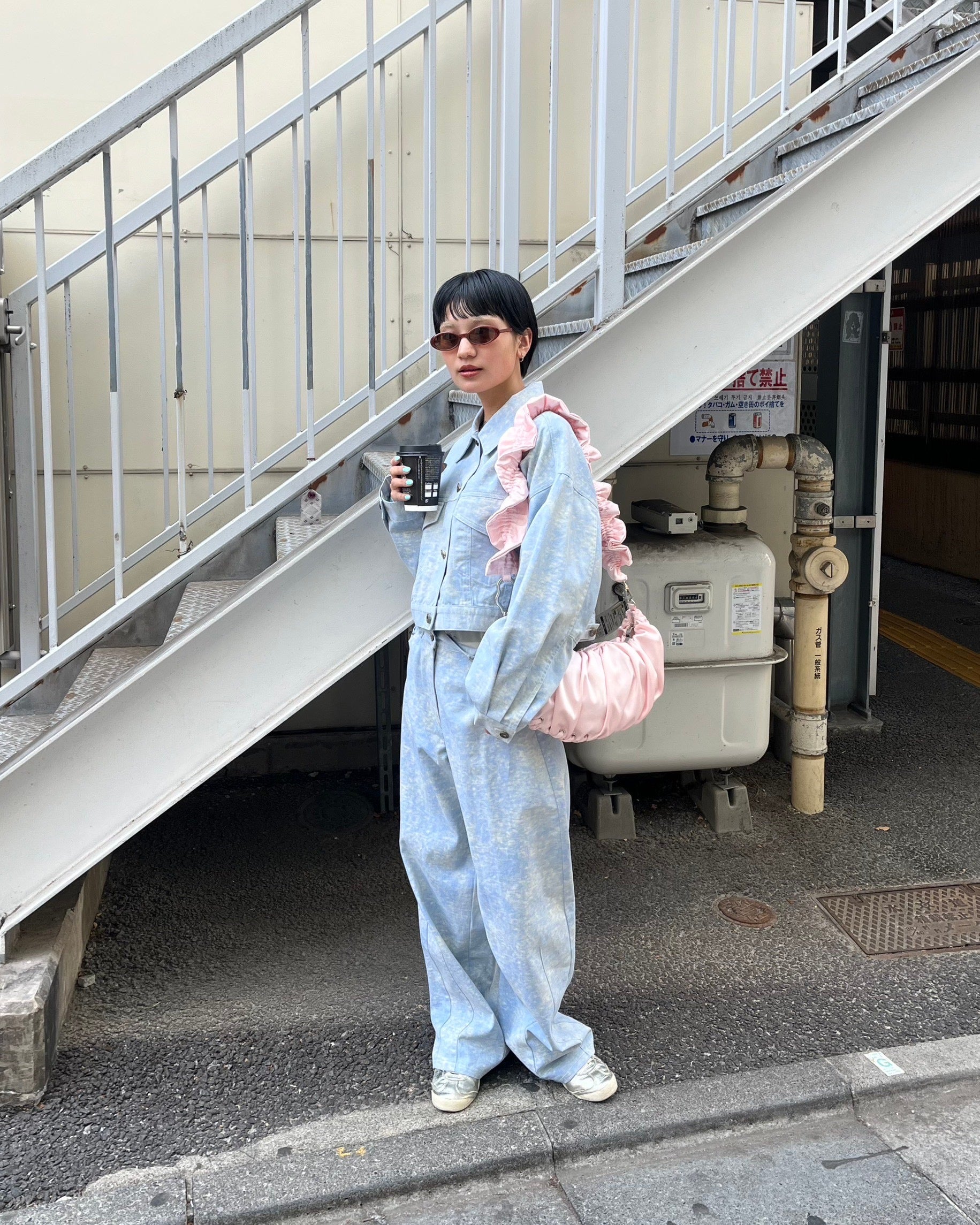 Half-moon gathered bag (pink)