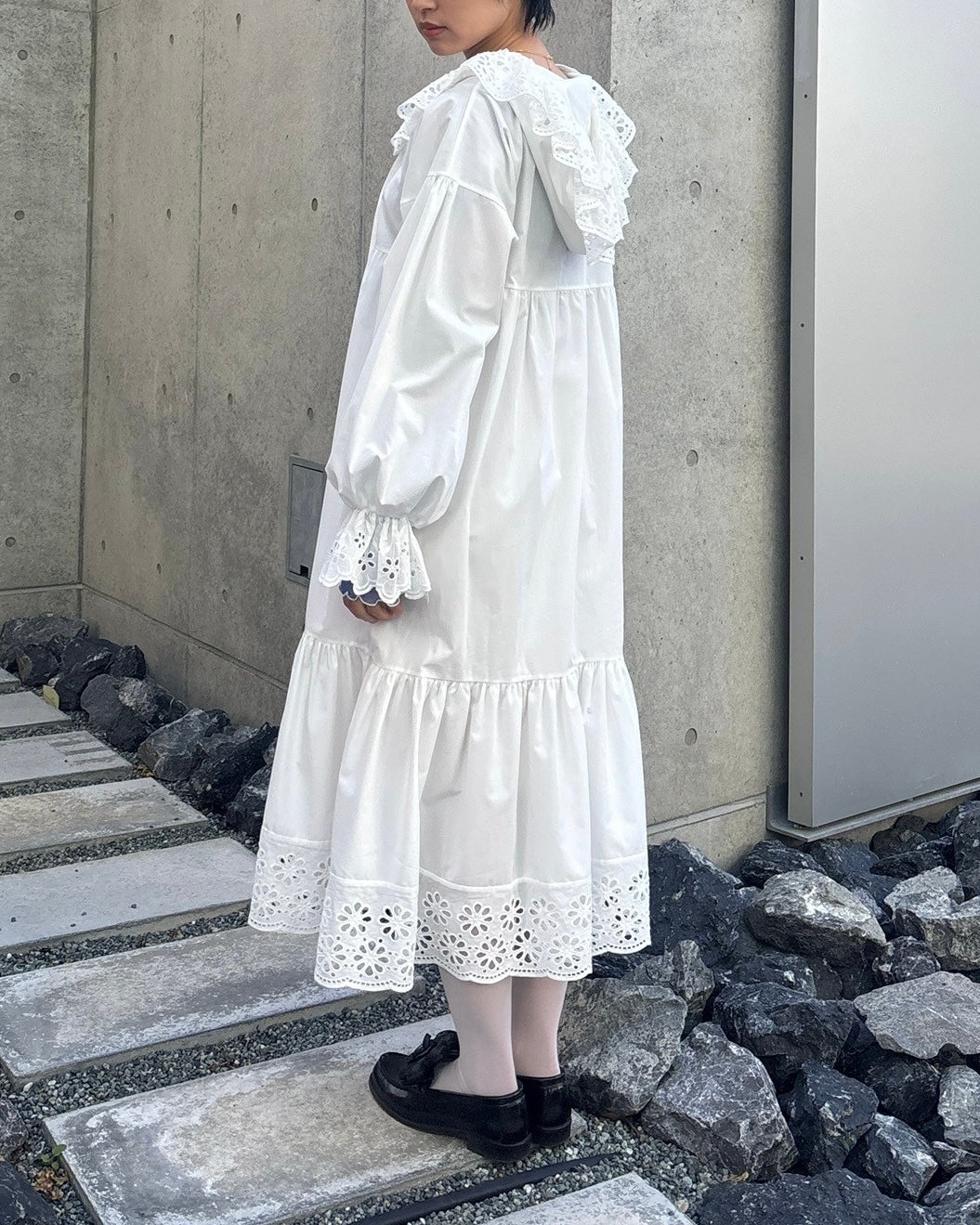 Cotton lace hoodie dress