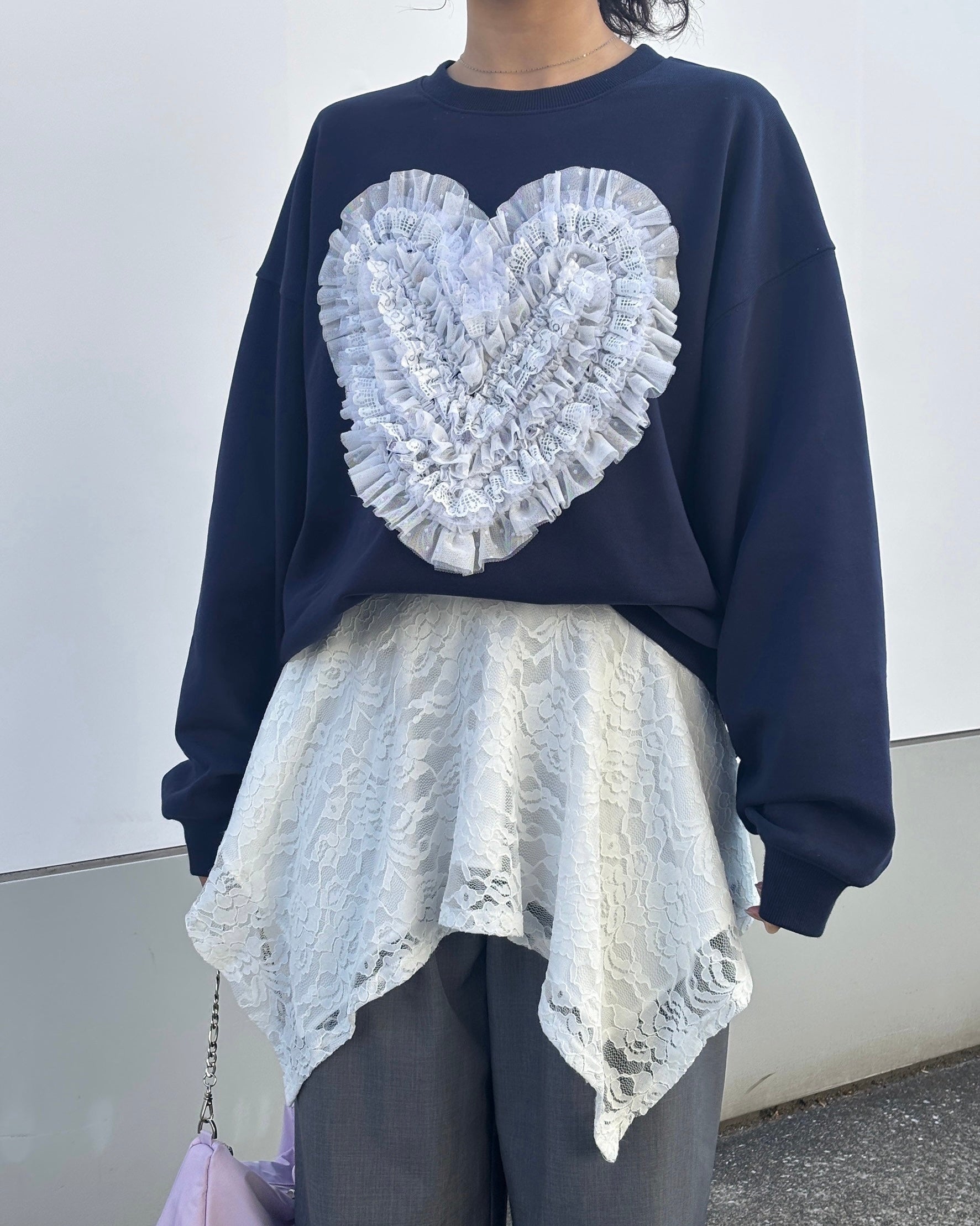 Lace draped wrap skirt