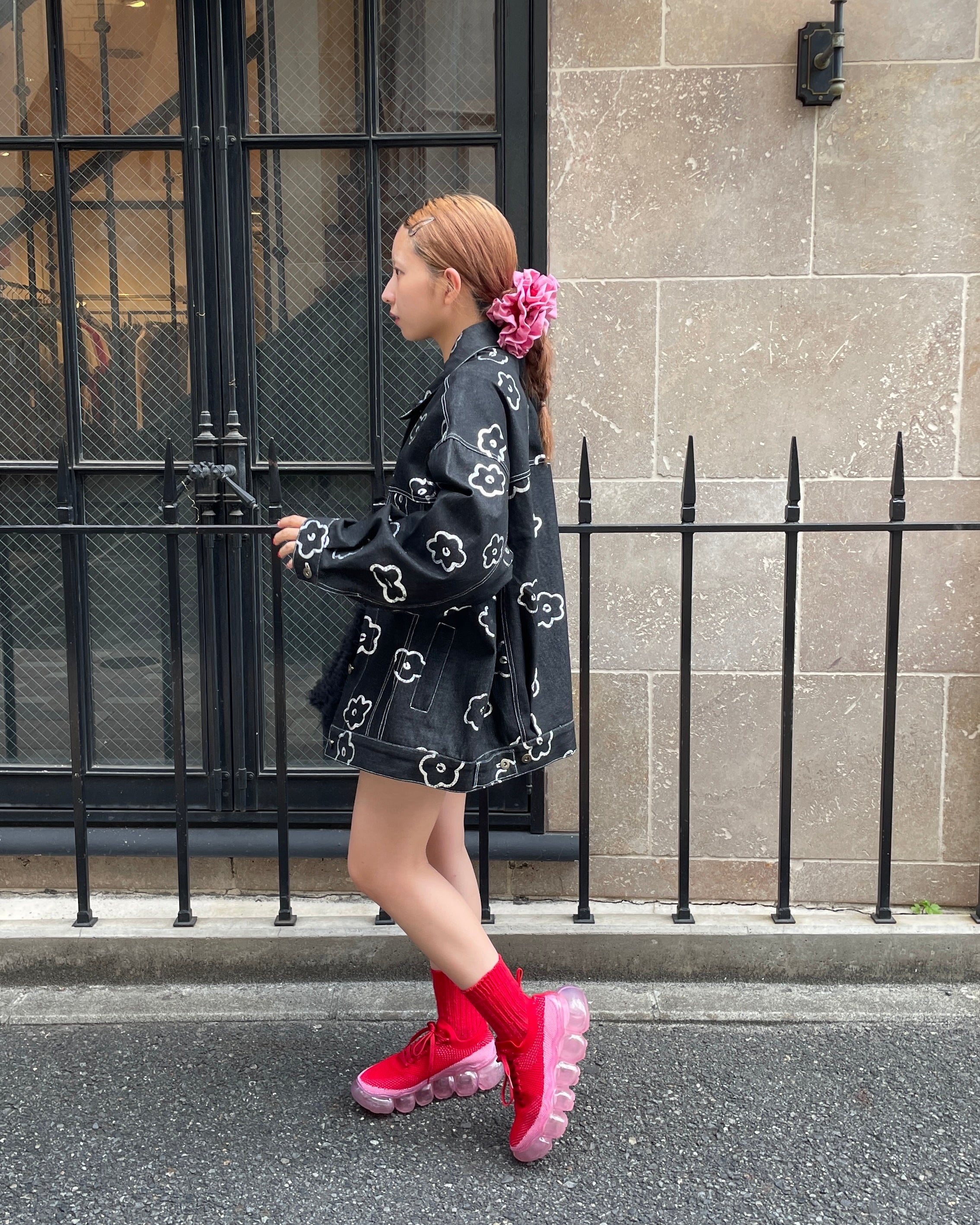 Silver flower denim jacket