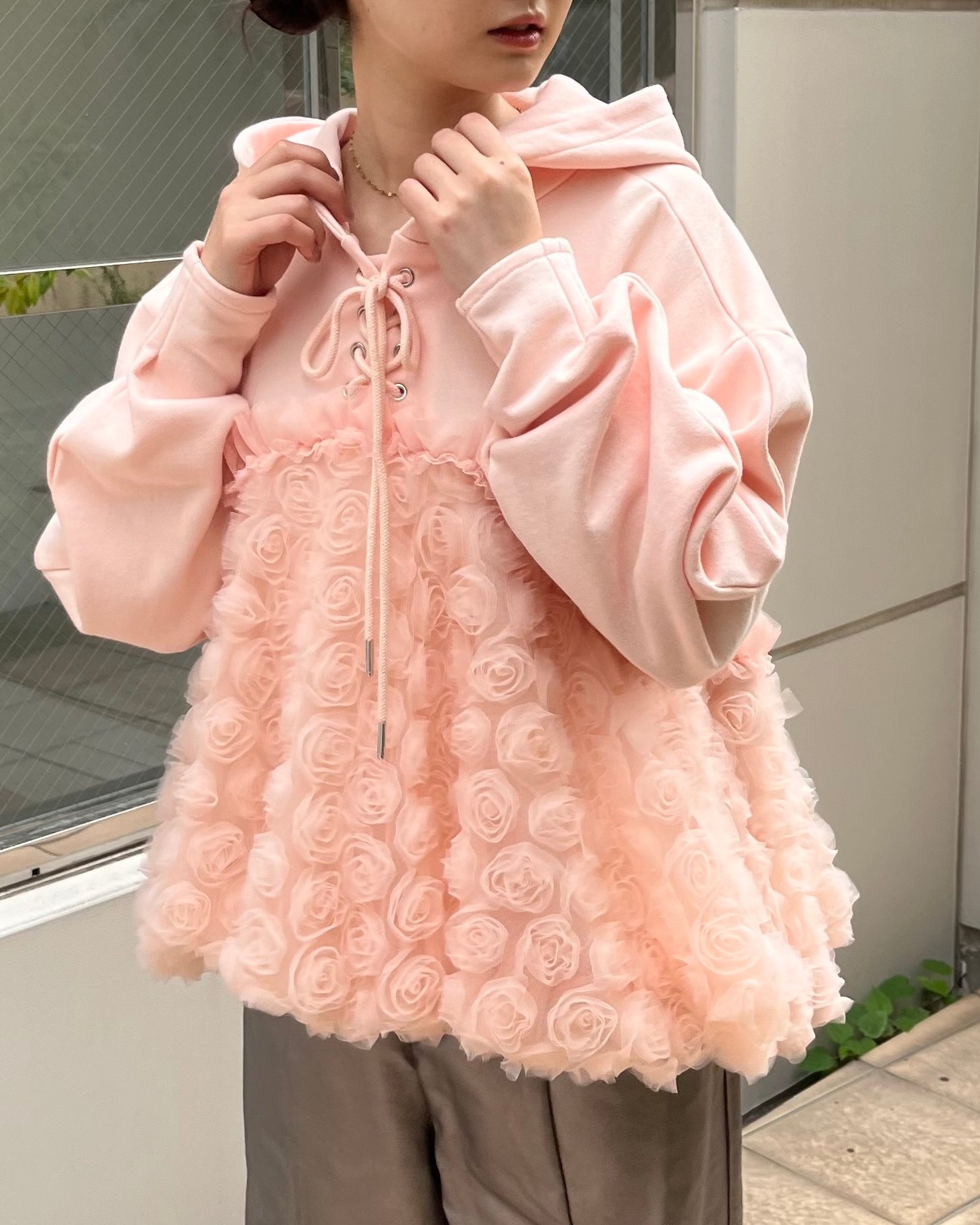 tulle docking hoodie(pink)
