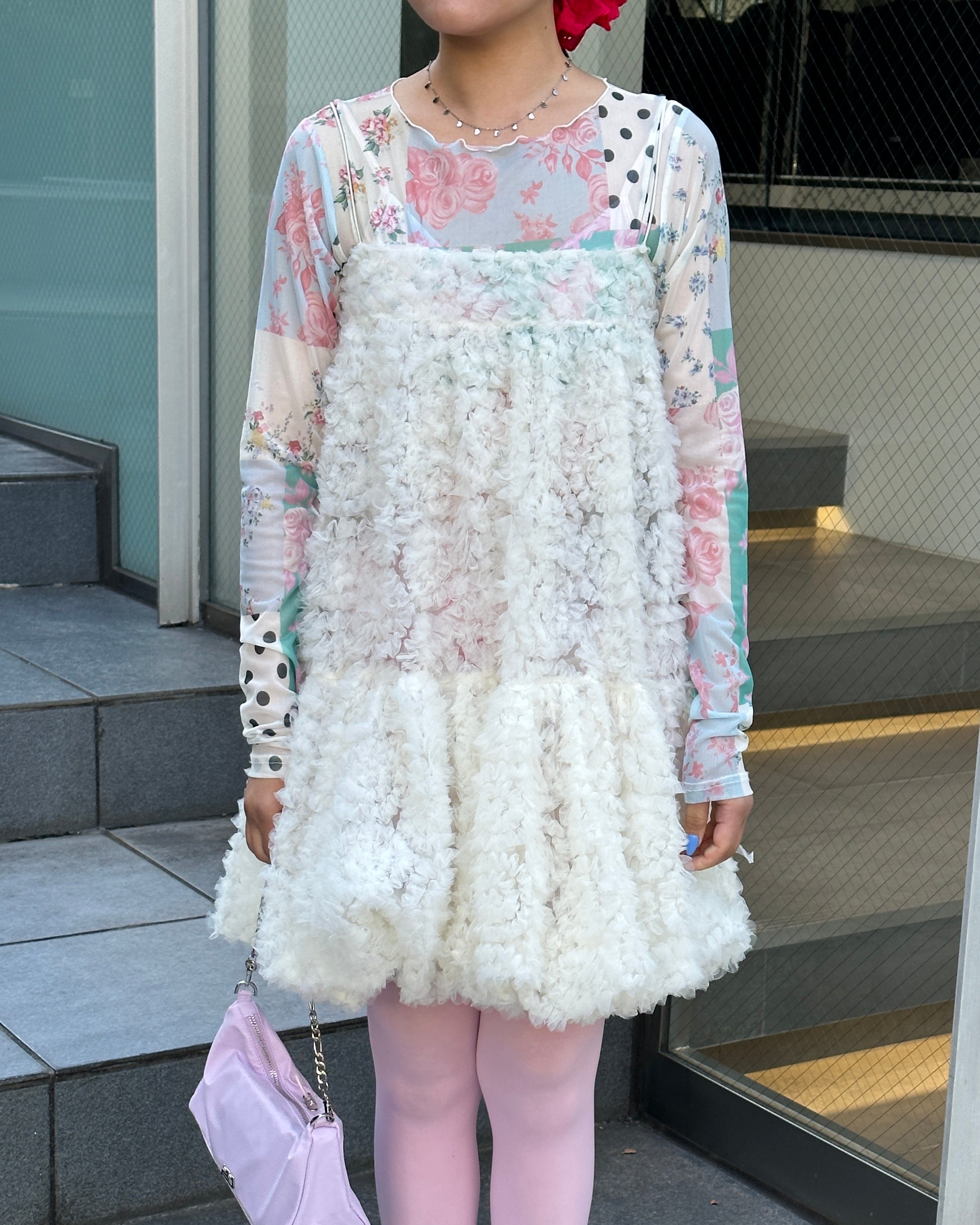 Nostalgic patchwork see-through tops (round neck)