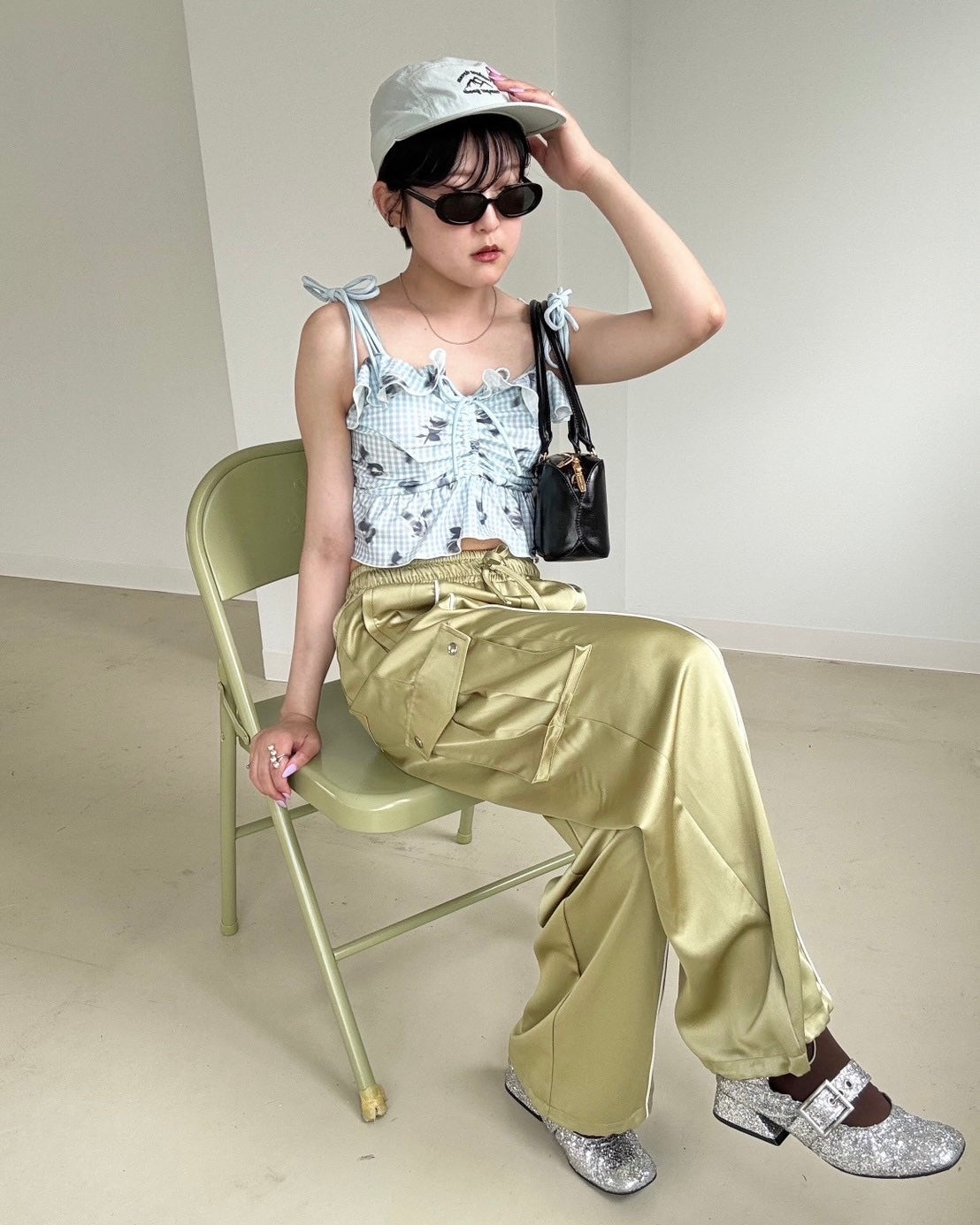 Gingham rose cami bikini