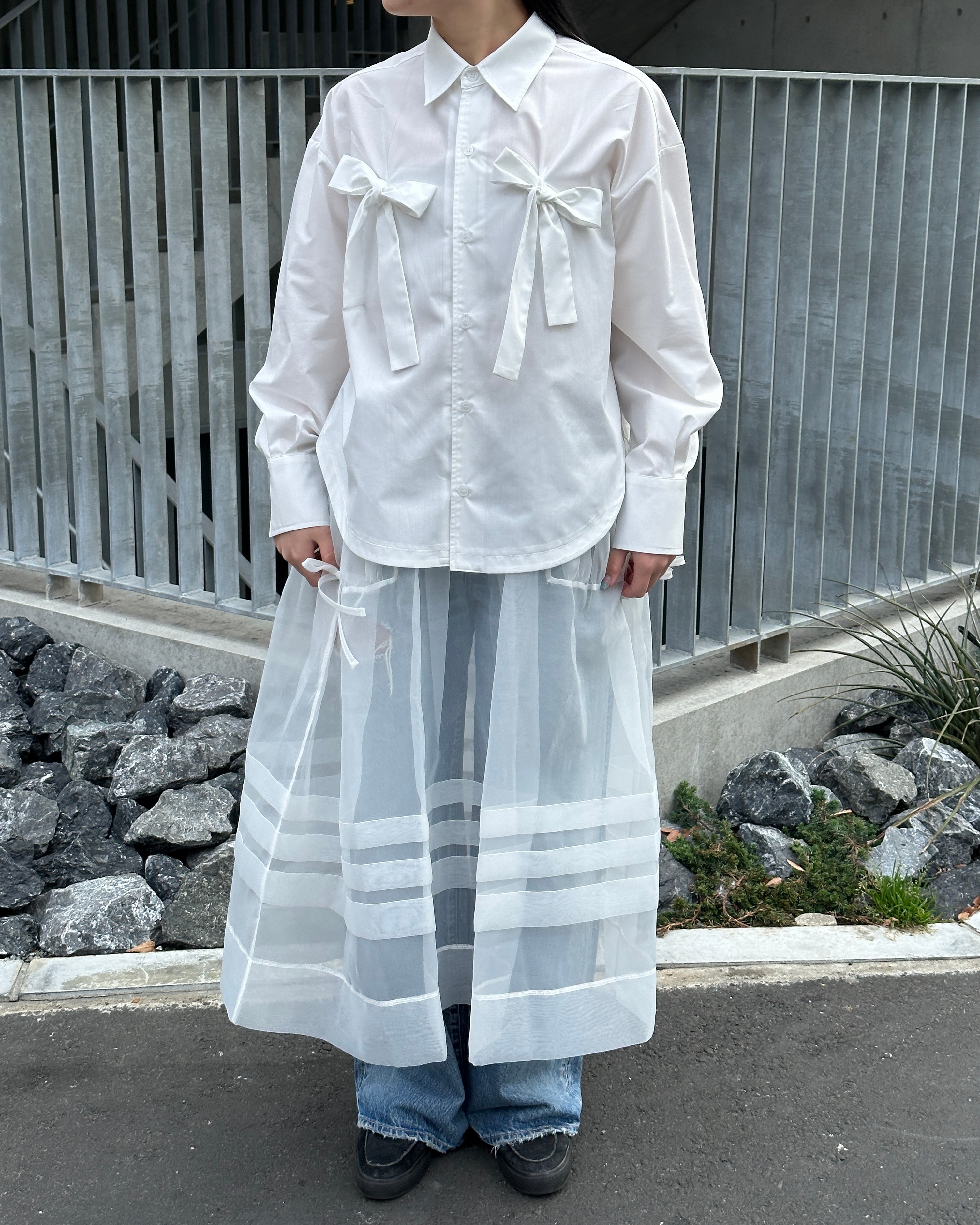 Double ribbon shirt (white)