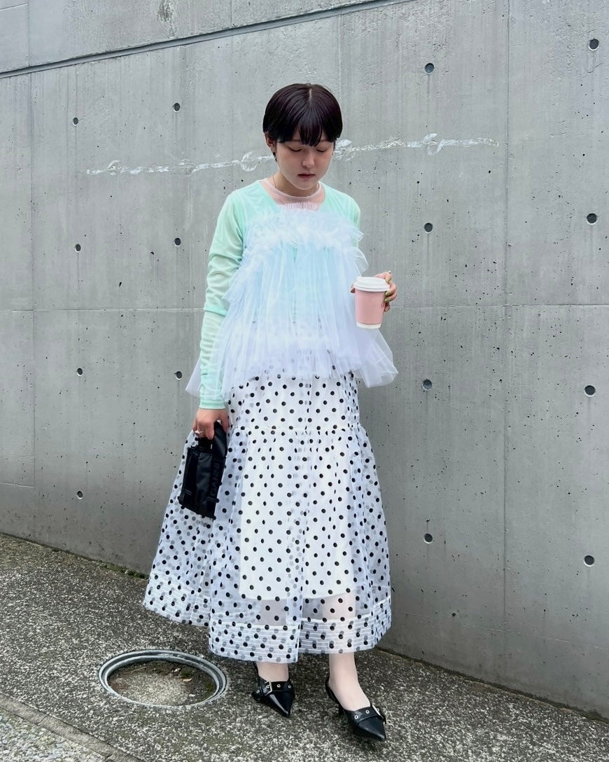 Tiered dot skirt