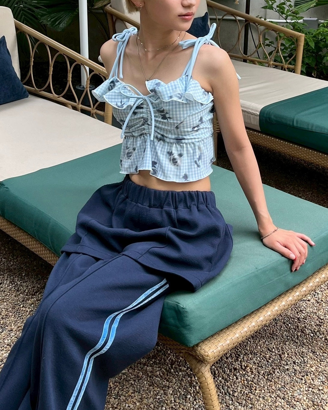 Gingham rose cami bikini