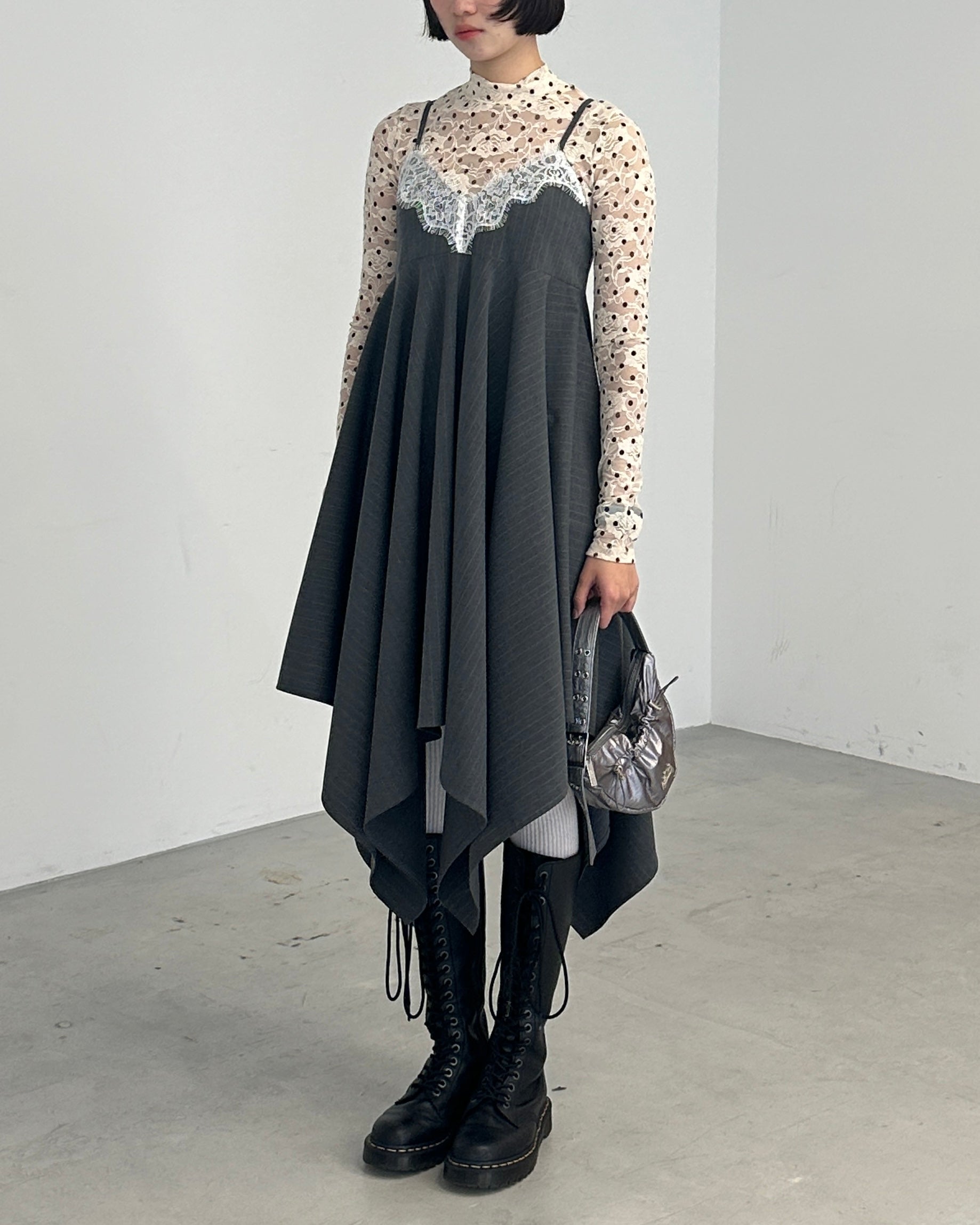 Dot lace see-through top (high neck)