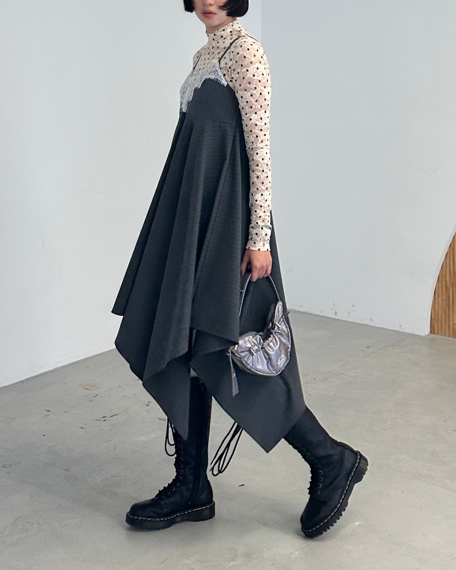 Lace handkerchief hem dress