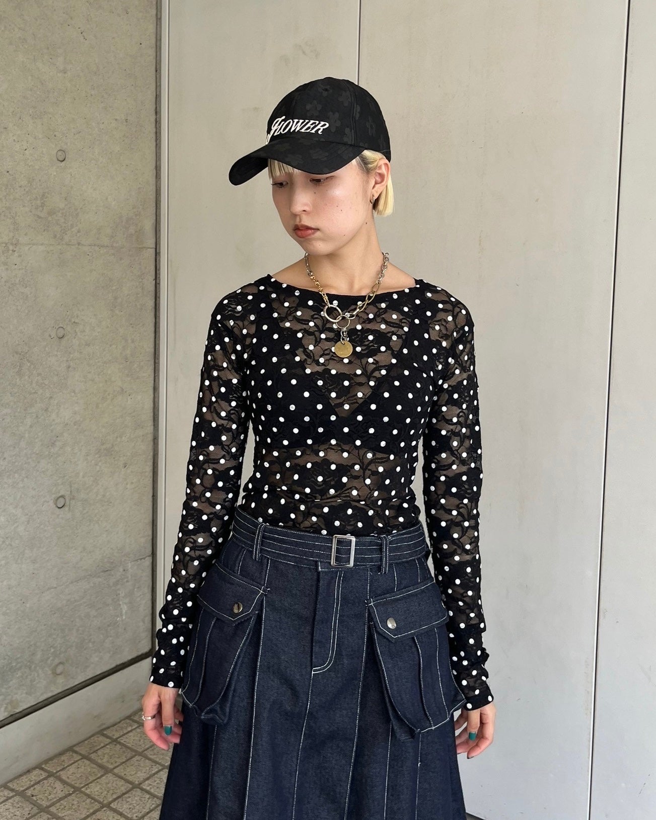 Flower jacquard cap (black)