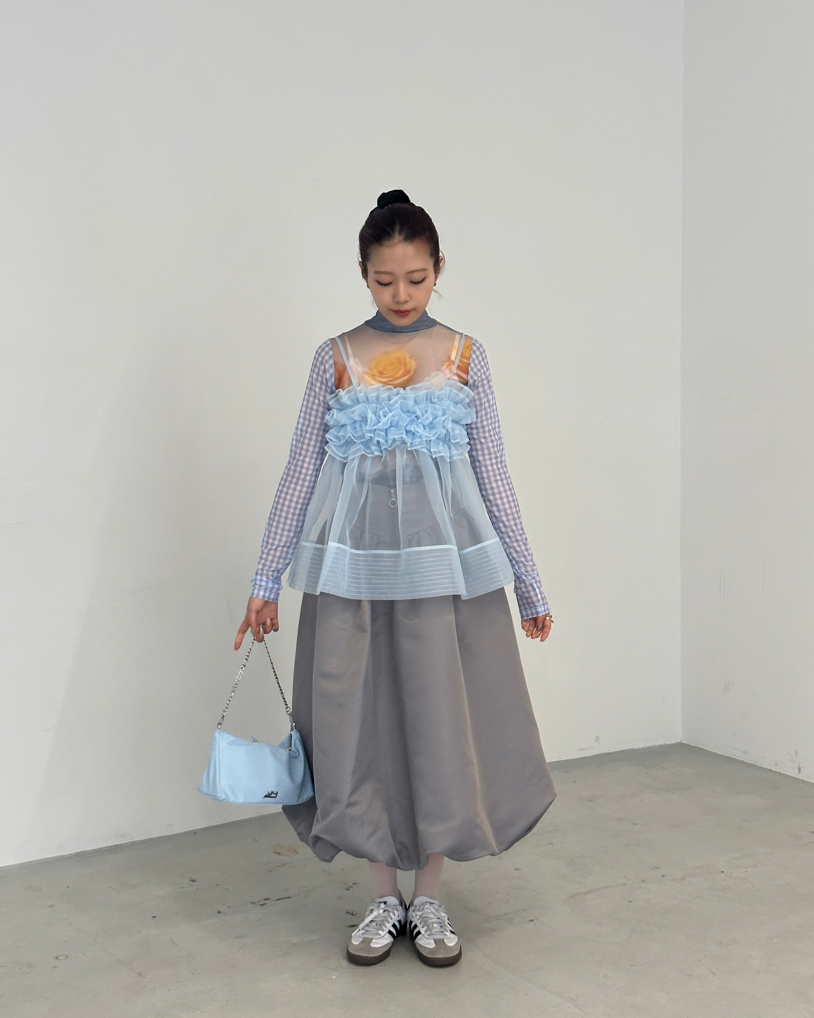 Corset long balloon skirt (gray)