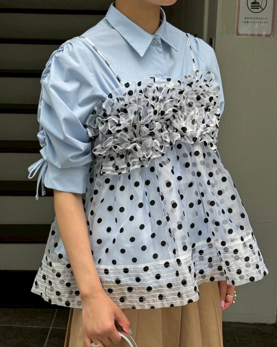 Wave gathered peplum bustier (dot)