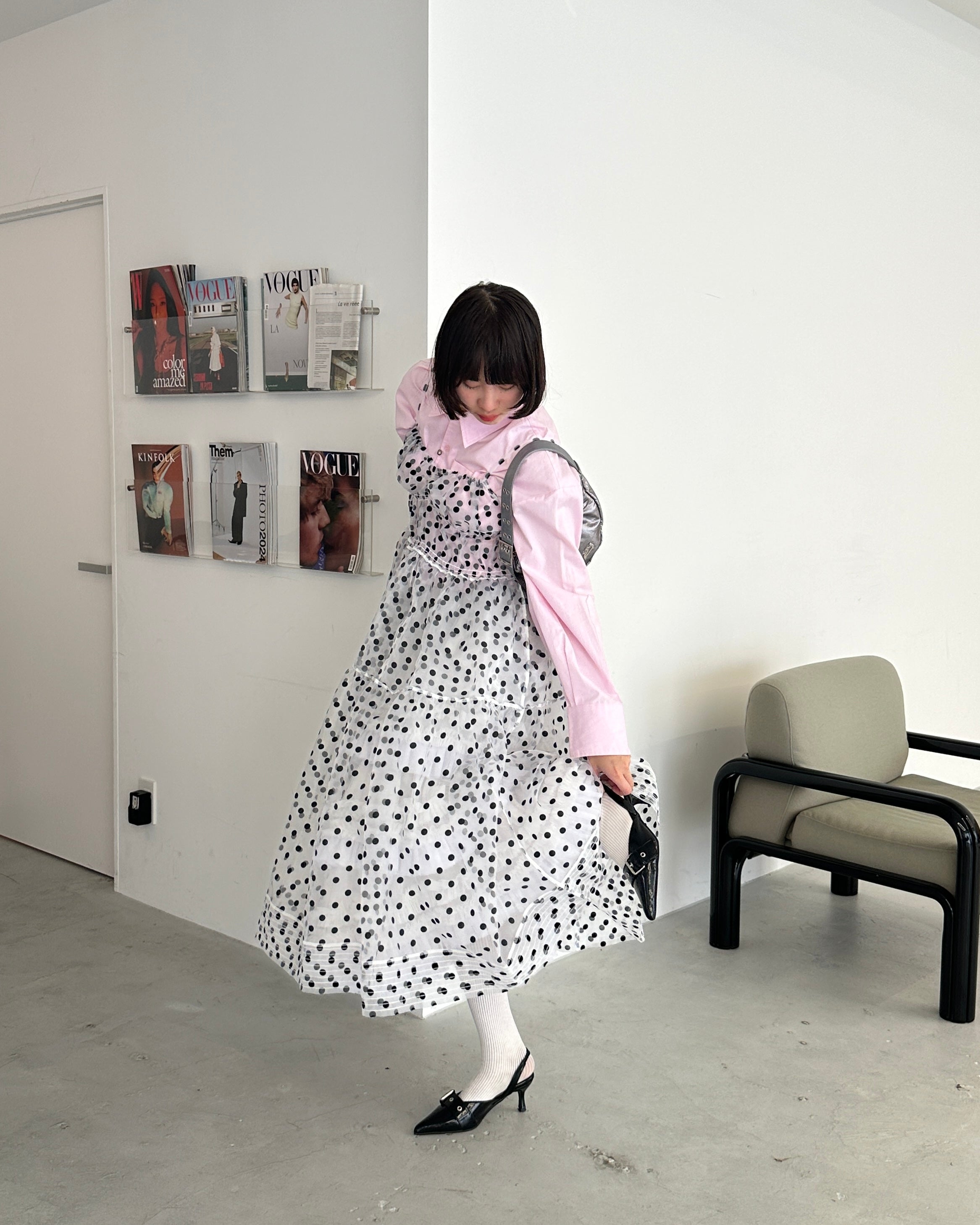 Dot organgy tiered dress