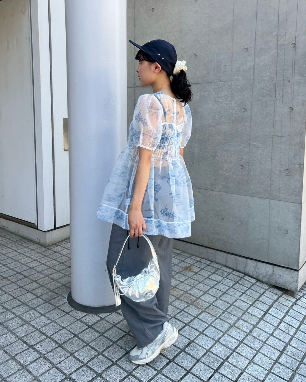 Toile de Jouy organdy shirring tunic