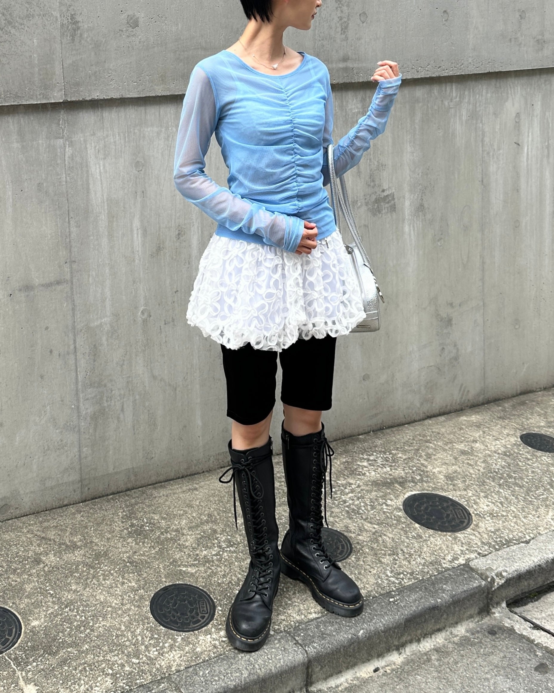 Flower tulle balloon mini skirt