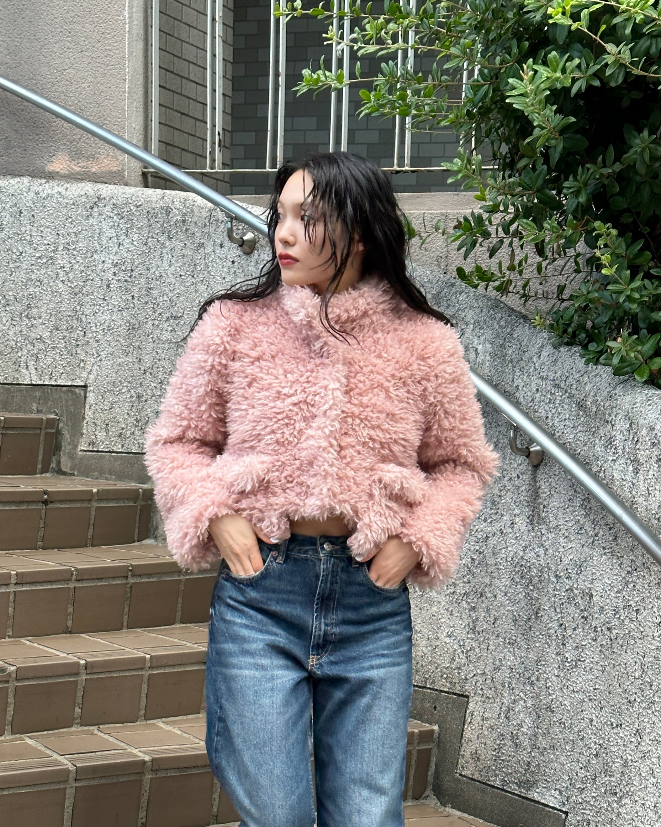 Cropped fur jacket